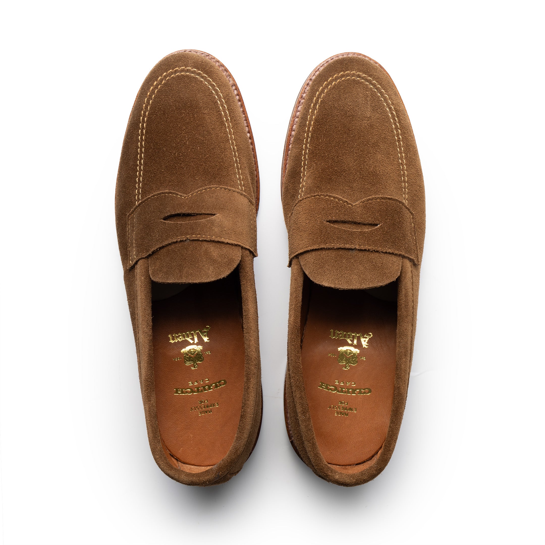 Alden Unlined Penny Loafer Snuff Suede 5735F-Shoe-Clutch Cafe