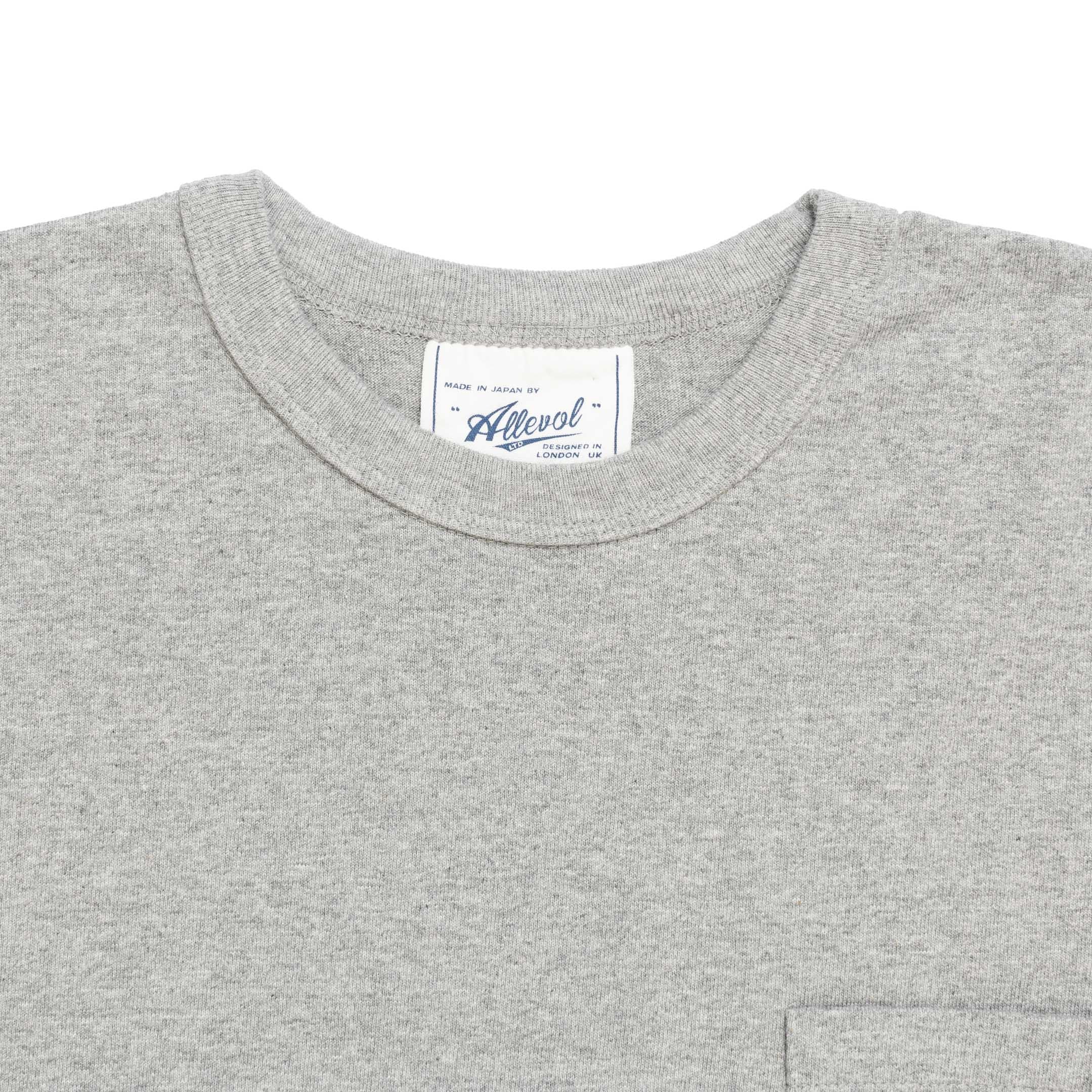 Allevol Heavy Duty Crew Neck Square Pocket L/S T-shirt Grey-T-Shirt-Clutch Cafe