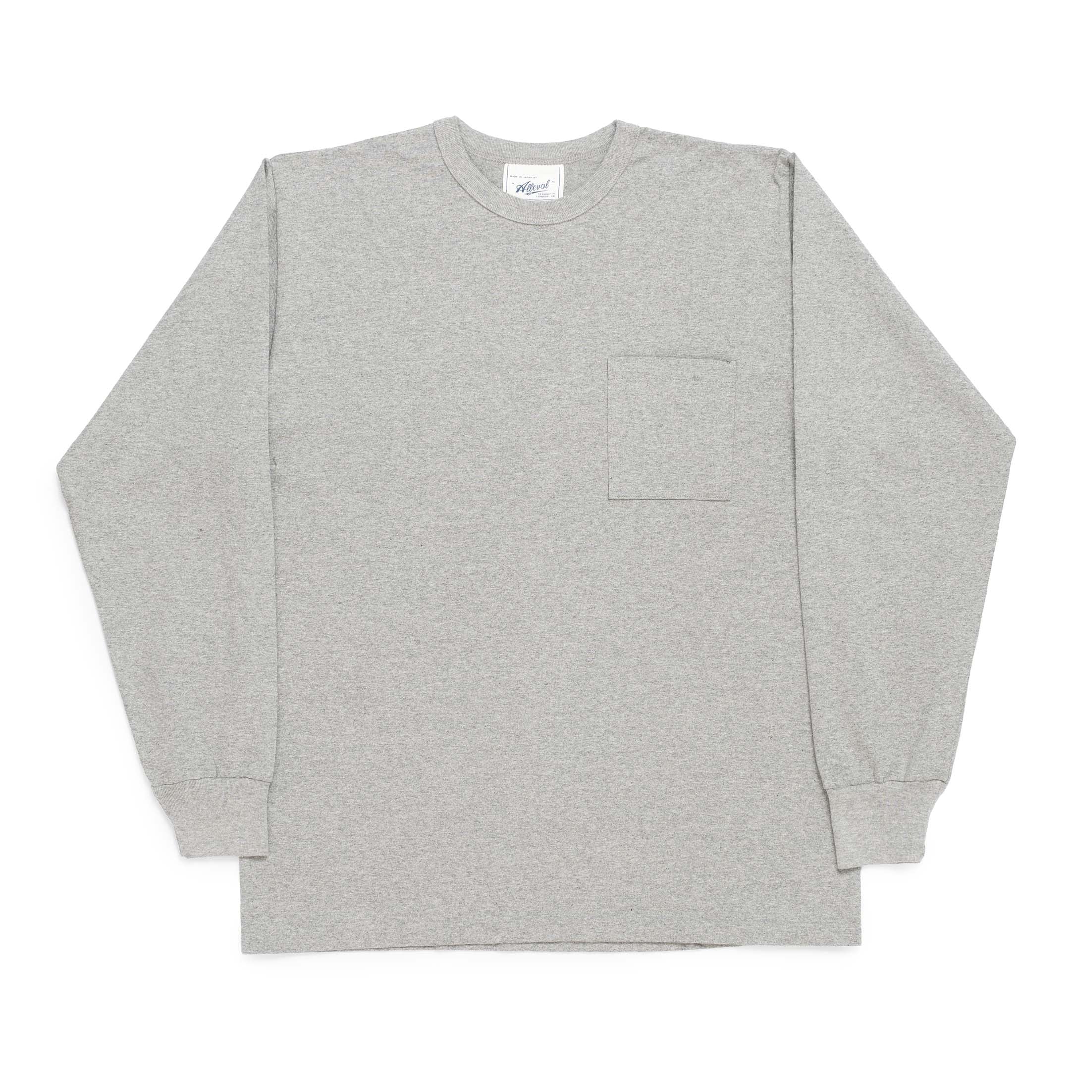 Allevol Heavy Duty Crew Neck Square Pocket L/S T-shirt Grey-T-Shirt-Clutch Cafe