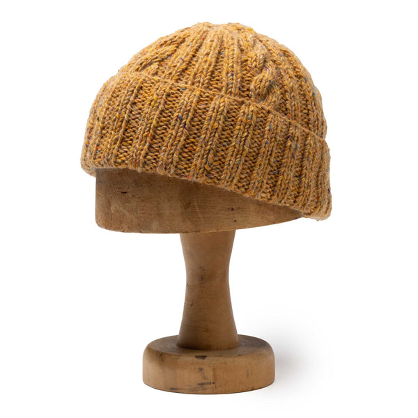Allevol x Inverallan 22F Rib & Cable Hat Mohair Tweed Golden Ash-Hat-Clutch Cafe