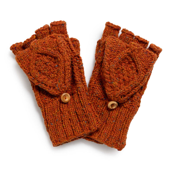 Allevol x Inverallan 22S Diamond Fingerless Gloves w/Cover Mohair Tweed Blaze-Gloves-Clutch Cafe