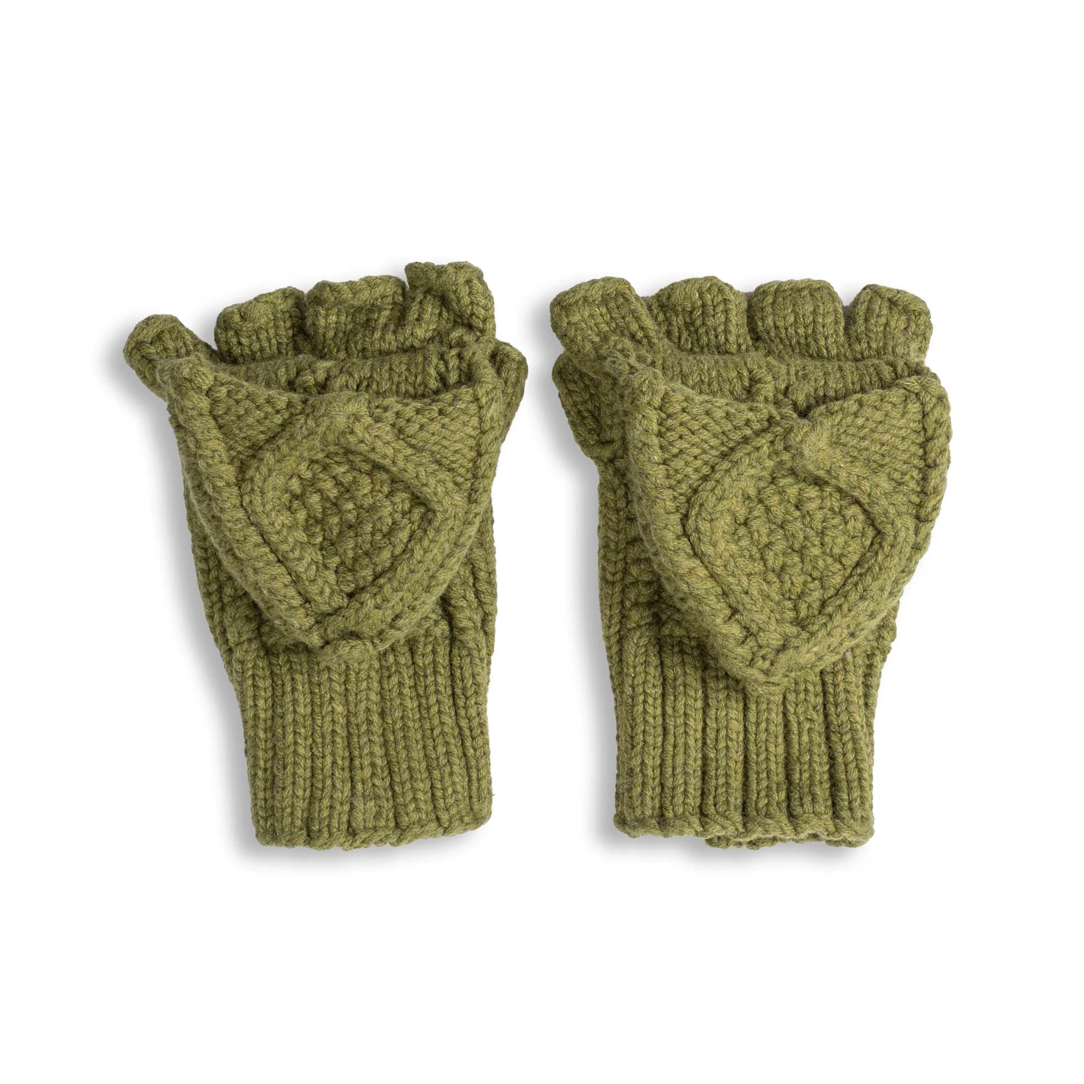 Allevol x Inverallan 22S Diamond Fingerless Gloves with Cover Merino Lambswool Dark Apple-Scarf-Clutch Cafe