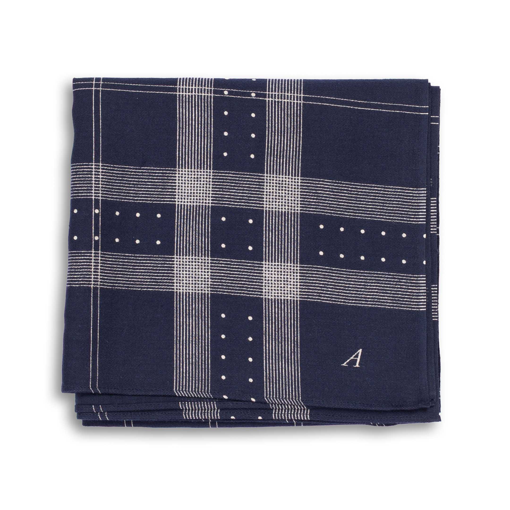 Anatomica Satin Scarf Stripe Dot Navy-Scarf-Clutch Cafe