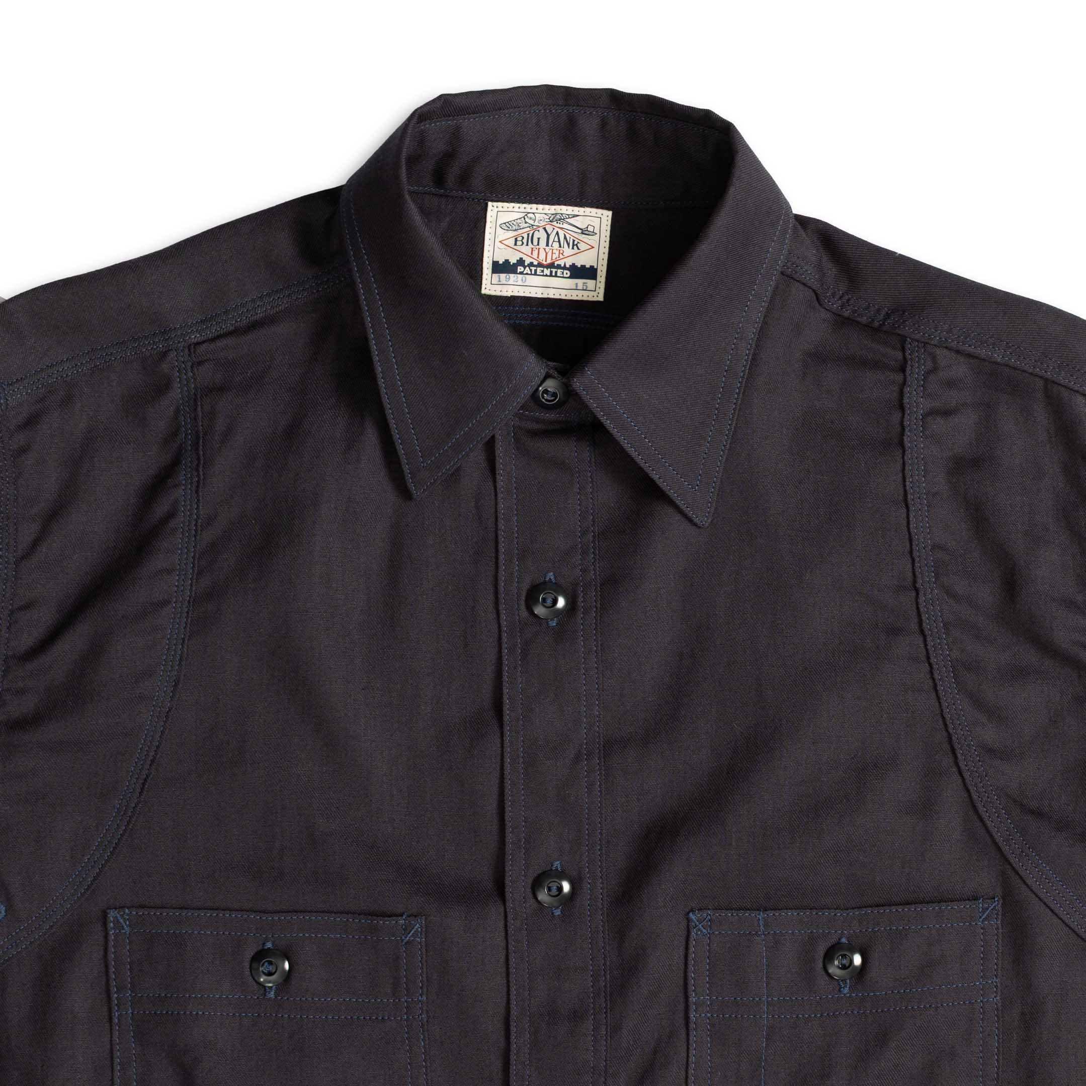 Big Yank Flyer Shirt Cotton/Linen Twill Navy-Shirt-Clutch Cafe