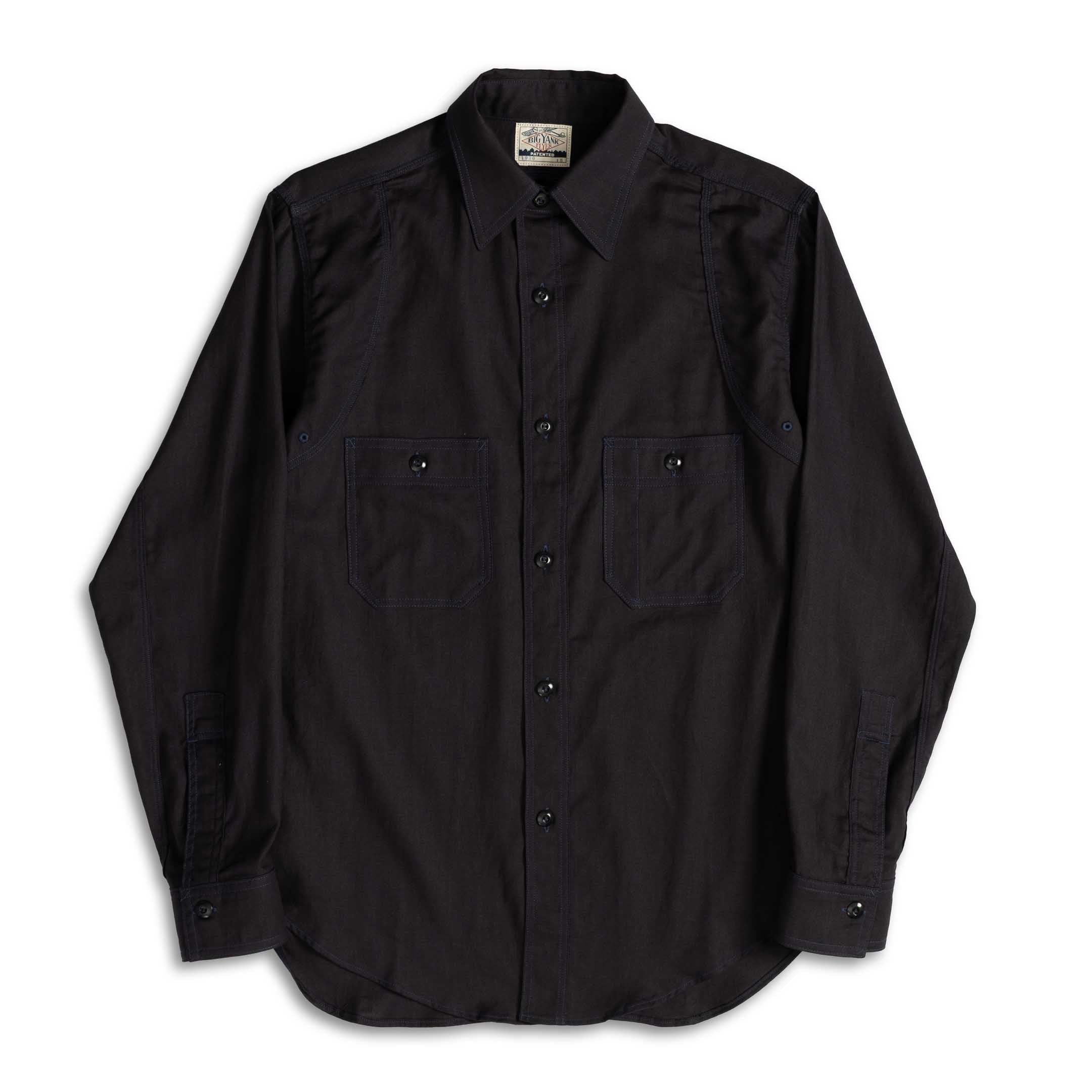 Big Yank Flyer Shirt Cotton/Linen Twill Navy-Shirt-Clutch Cafe