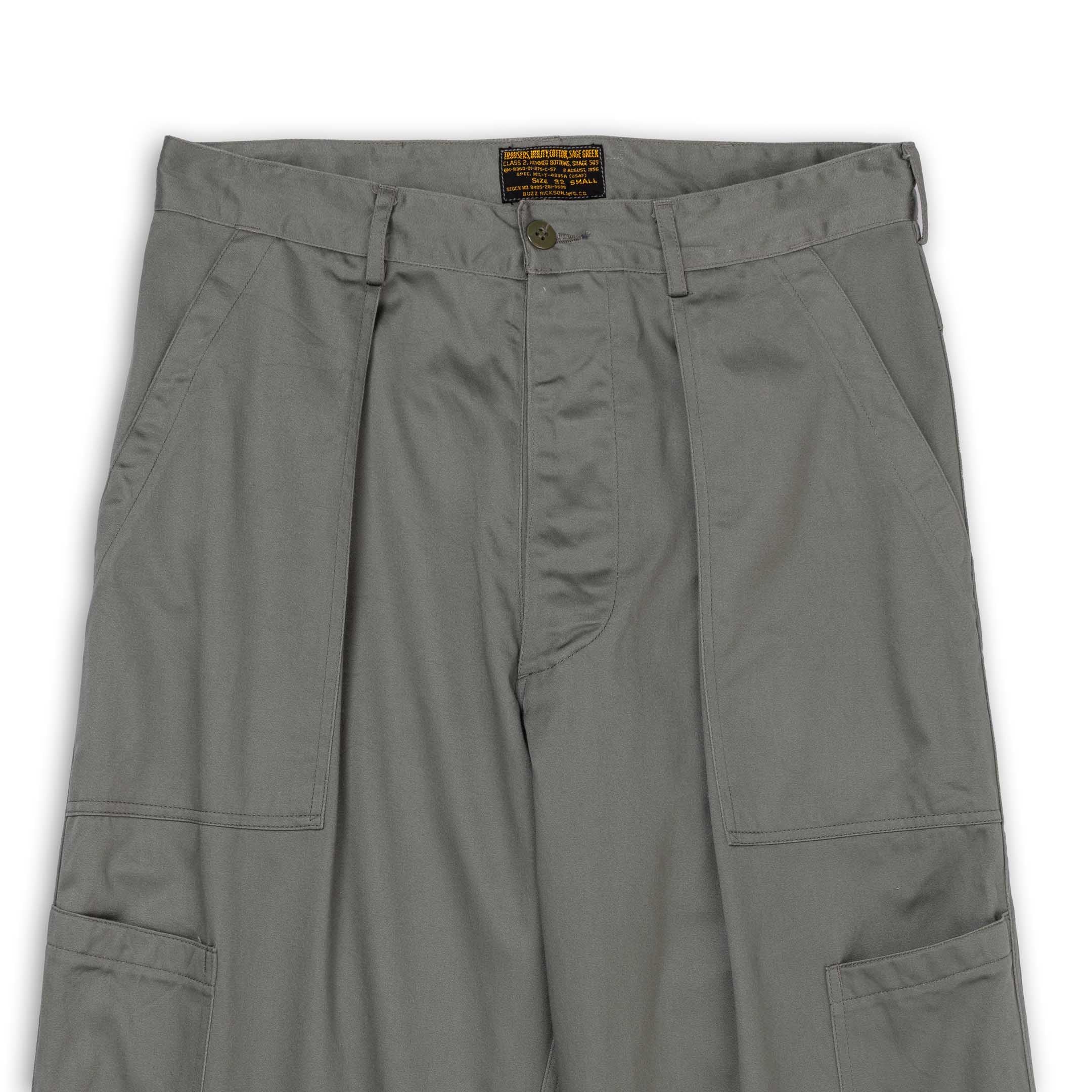 Buzz Rickson's Trousers, Utility, Cotton Sage Green-Trousers-Clutch Cafe