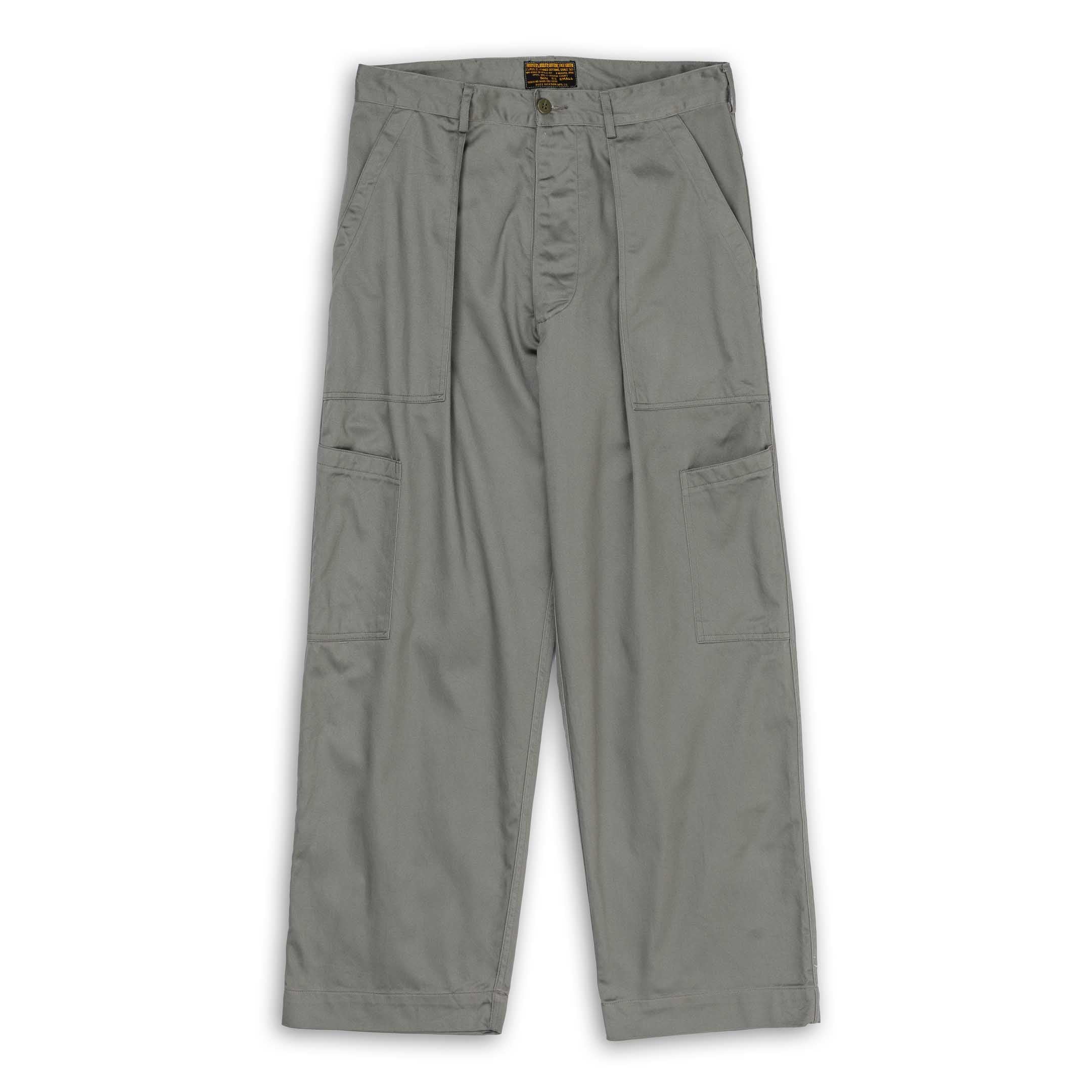 Buzz Rickson's Trousers, Utility, Cotton Sage Green-Trousers-Clutch Cafe