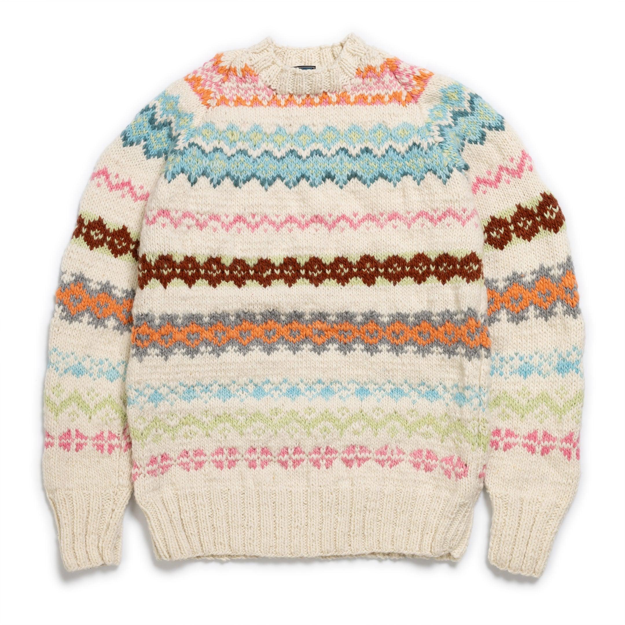 Chamula Fair Isle #8 Pullover Sweater Ivory-Knitwear-Clutch Cafe
