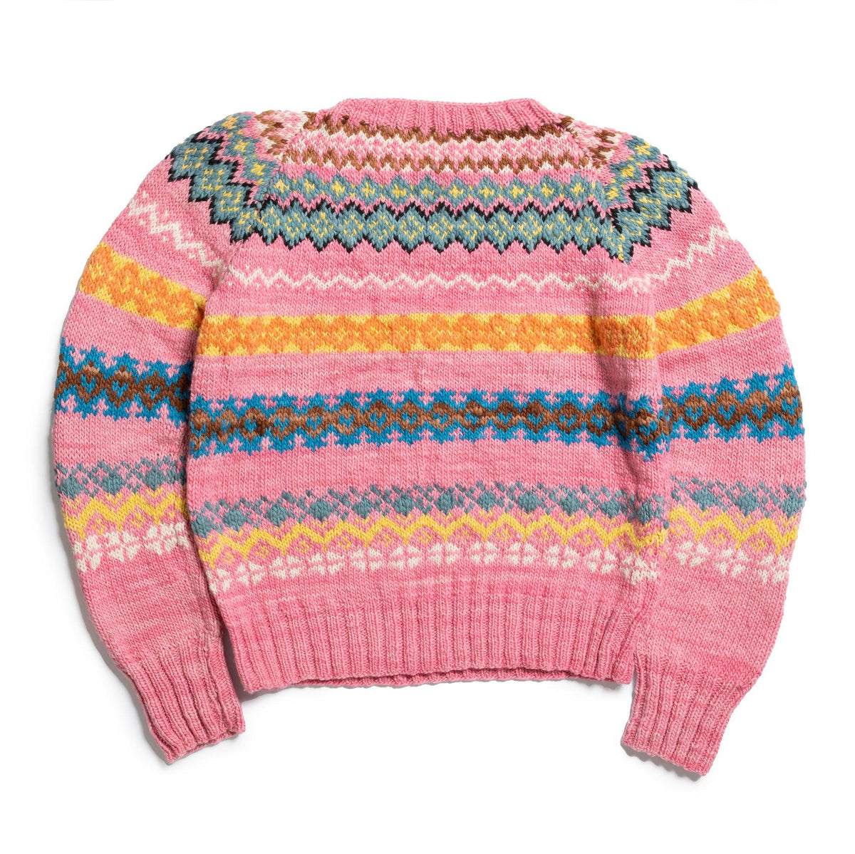 Chamula Fair Isle #8 Pullover Sweater Lt. Pink-Knitwear-Clutch Cafe