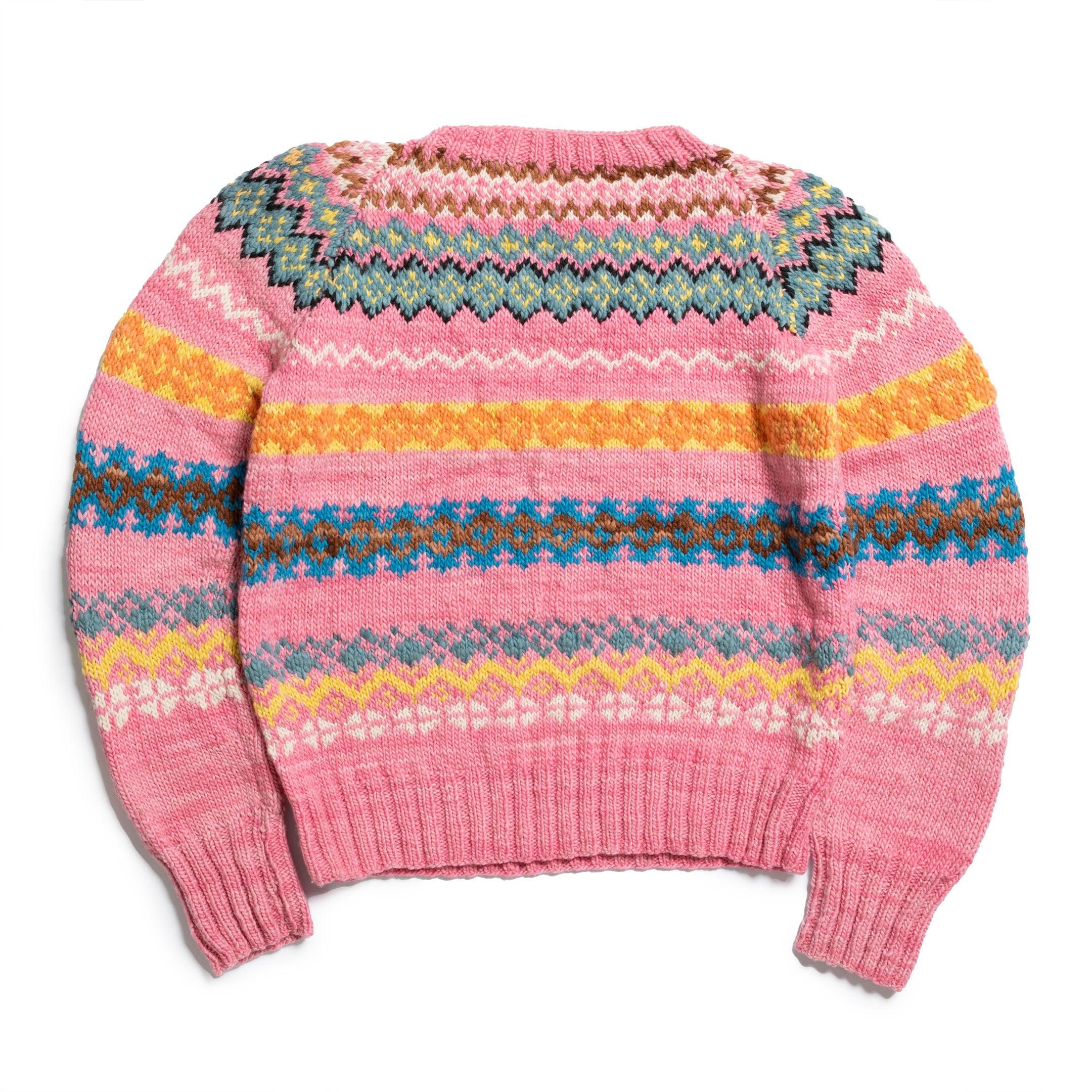 Chamula Fair Isle #8 Pullover Sweater Lt. Pink-Knitwear-Clutch Cafe