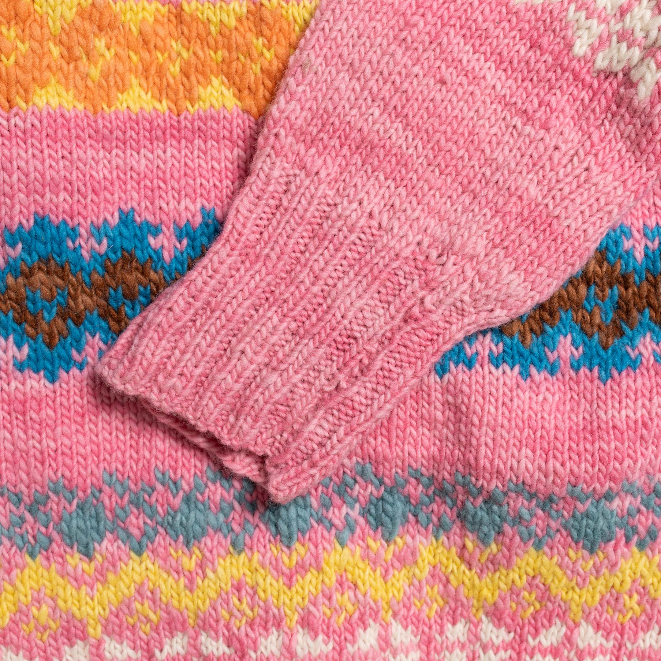 Chamula Fair Isle #8 Pullover Sweater Lt. Pink-Knitwear-Clutch Cafe