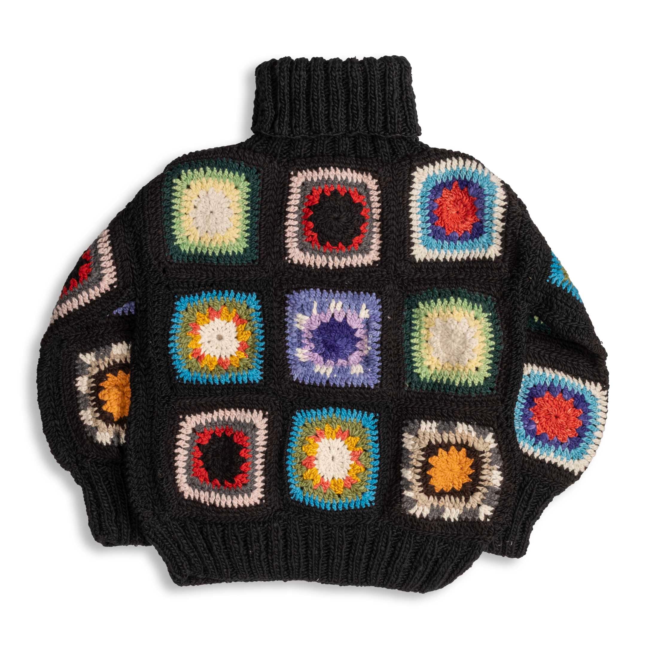 Chamula Granny Square Turtleneck Pullover Black-Knitwear-Clutch Cafe