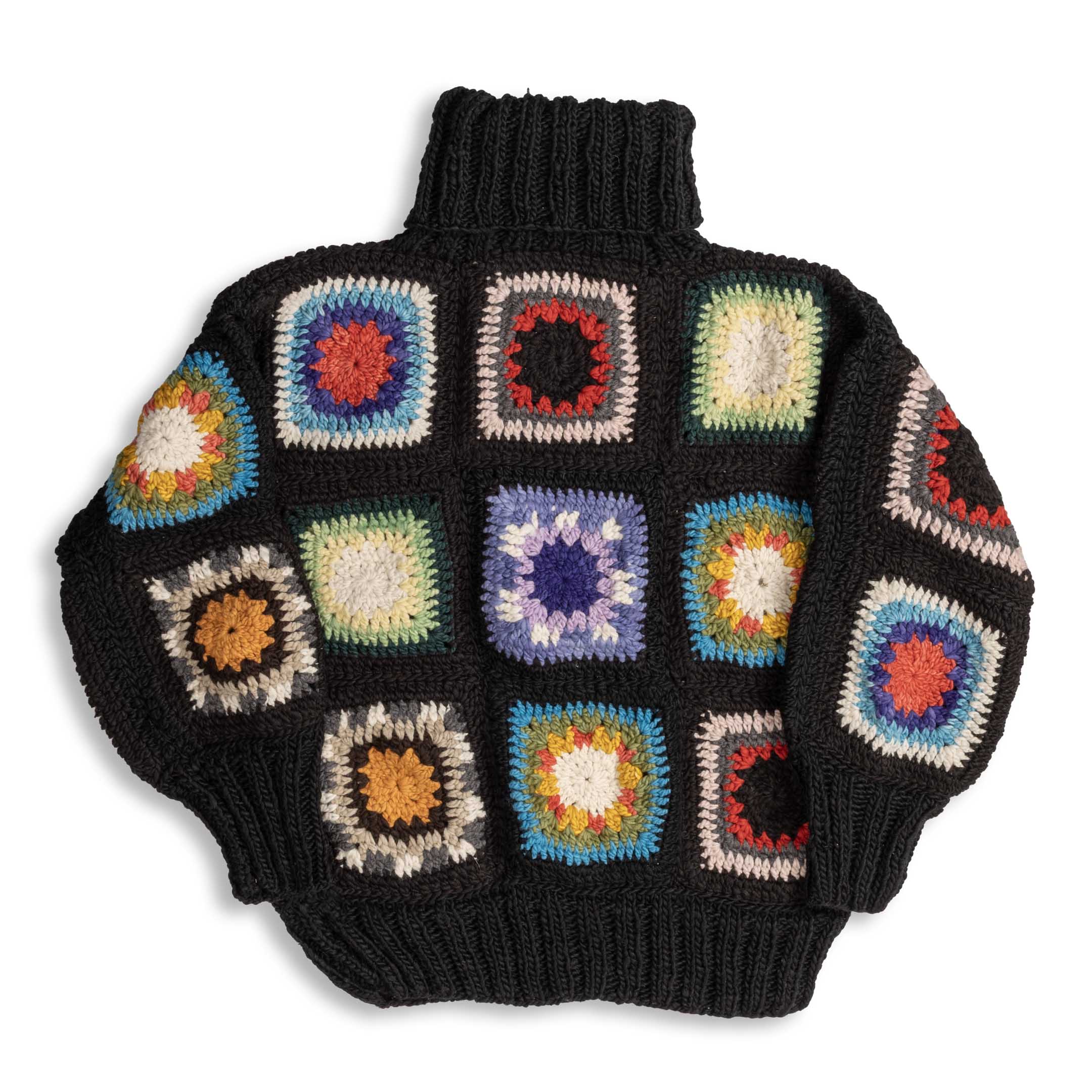Chamula Granny Square Turtleneck Pullover Black-Knitwear-Clutch Cafe