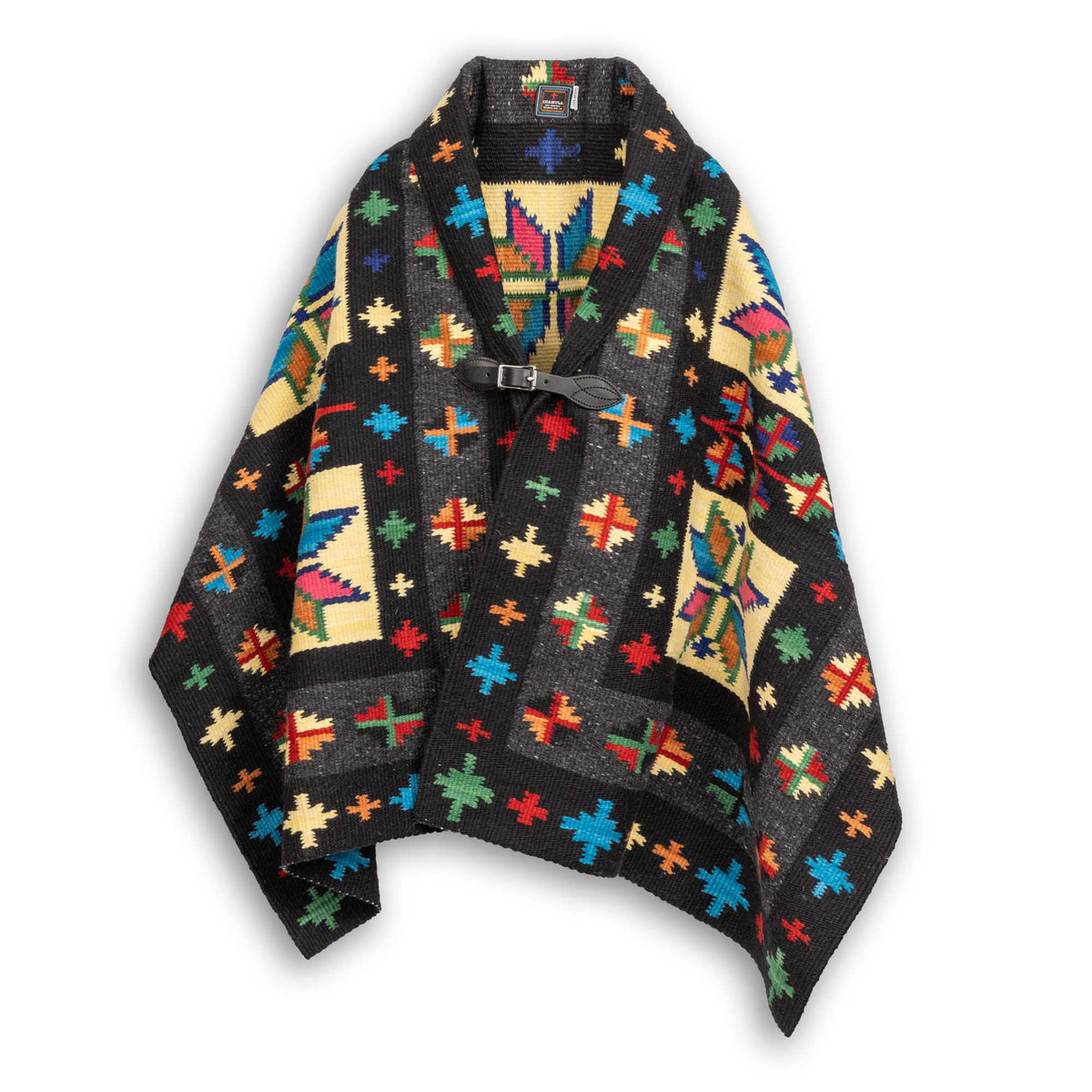 Chamula Merino Wool Blanket Poncho Estrella Amarillo-Poncho-Clutch Cafe