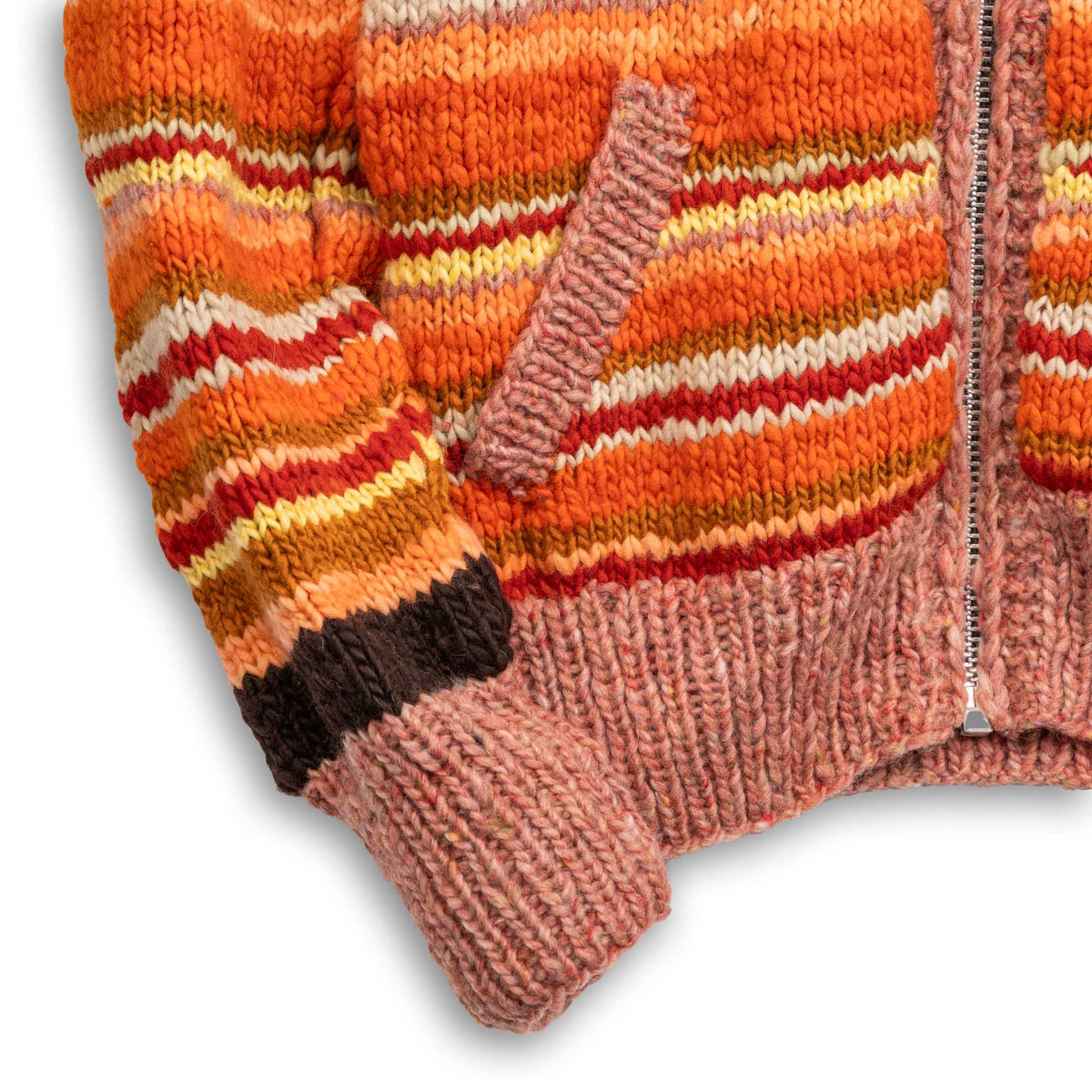 Chamula Navajo Stripe Zipper Cardigan Lt. Chicle-Knitwear-Clutch Cafe