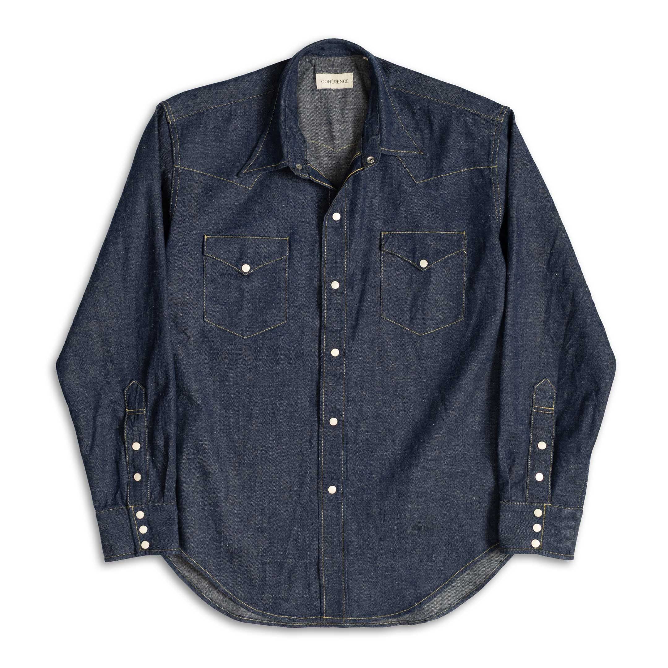 Coherence Abiquiu Western Shirt 10 oz Logger Selvedge Denim Indigo-Shirt-Clutch Cafe