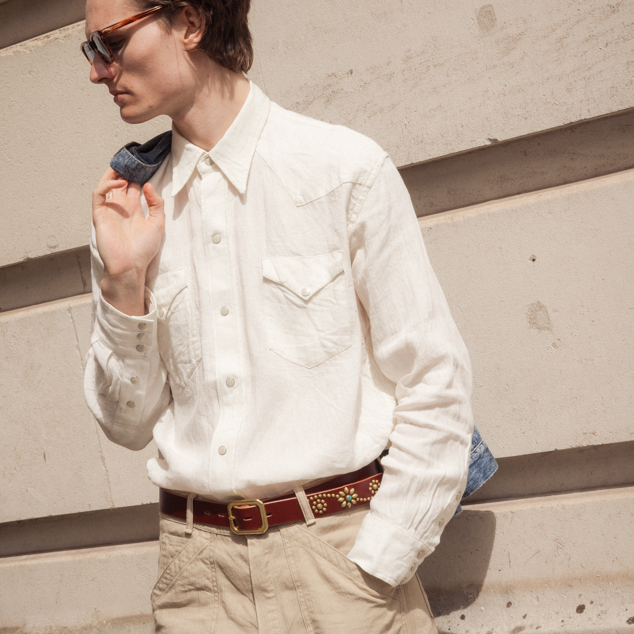 Coherence Abiquiu Western Shirt Aerocloth Linen Ivory-Shirt-Clutch Cafe