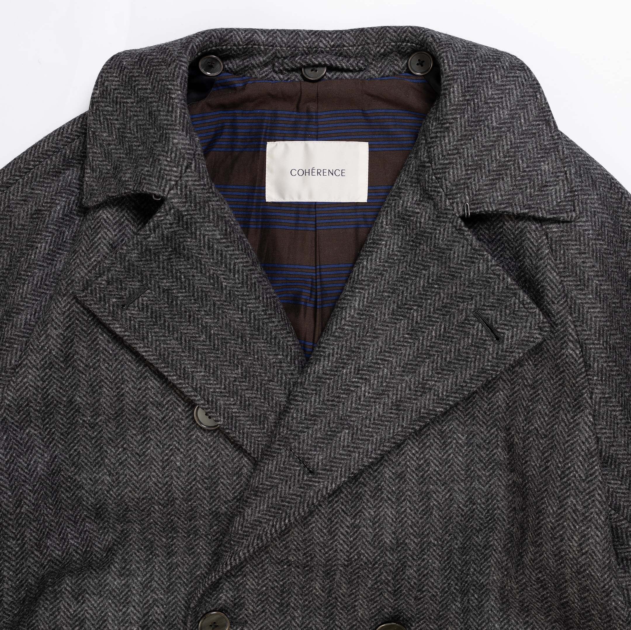 Coherence FouFou II Chevron Tweed Jersey Grey-coat-Clutch Cafe