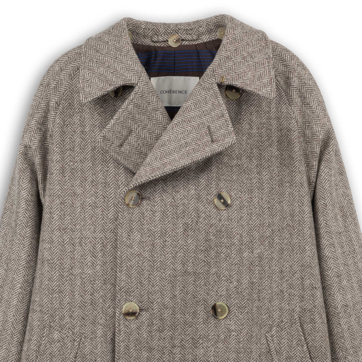 Coherence FouFou II Coat Tweed Jersey Chevron L. Beige-coat-Clutch Cafe