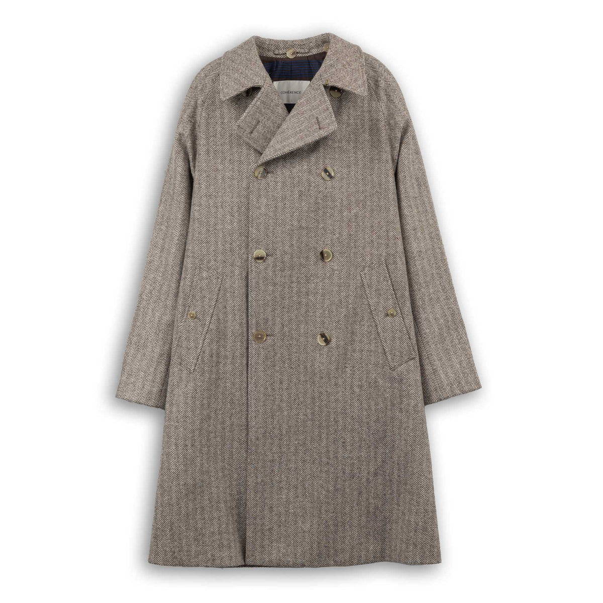 Coherence FouFou II Coat Tweed Jersey Chevron L. Beige-coat-Clutch Cafe