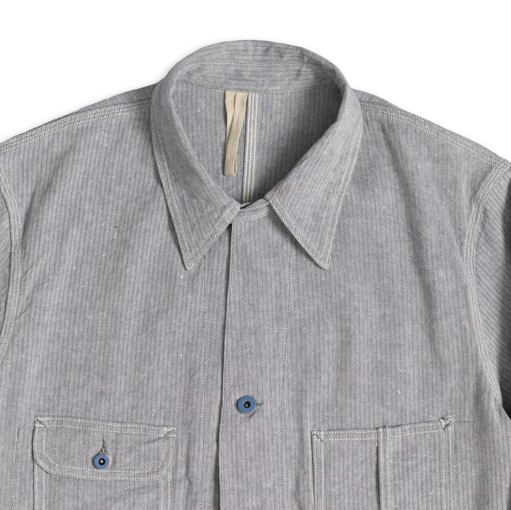 Coherence Jackson Linen/Cotton Chevron Blue-Jacket-Clutch Cafe