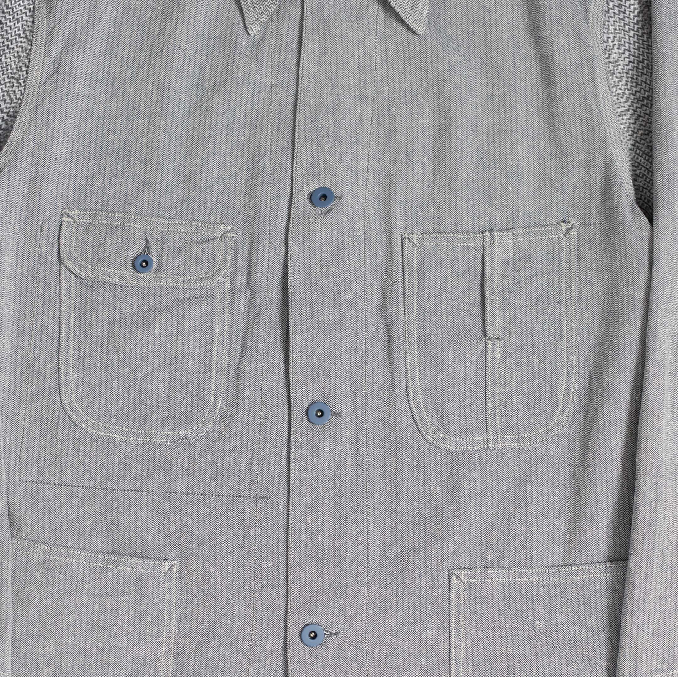 Coherence Jackson Linen/Cotton Chevron Blue-Jacket-Clutch Cafe