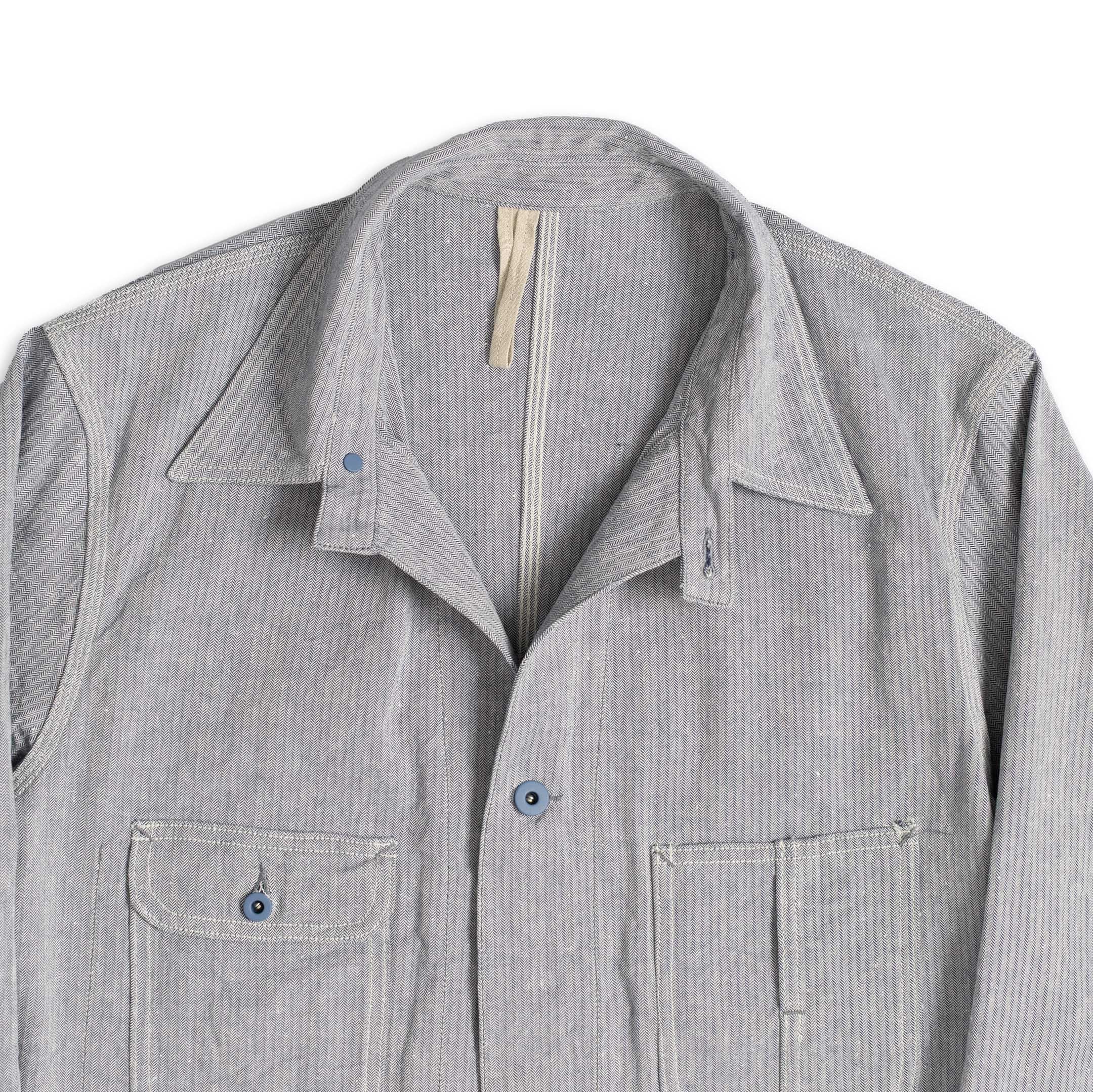 Coherence Jackson Linen/Cotton Chevron Blue-Jacket-Clutch Cafe