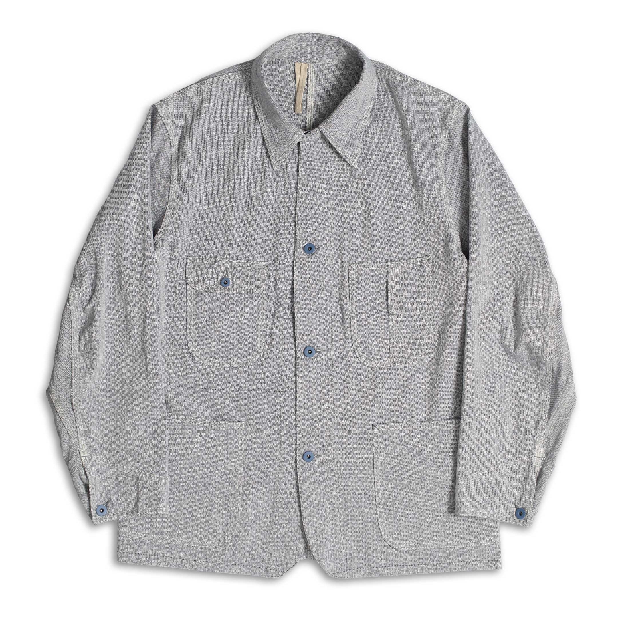 Coherence Jackson Linen/Cotton Chevron Blue-Jacket-Clutch Cafe