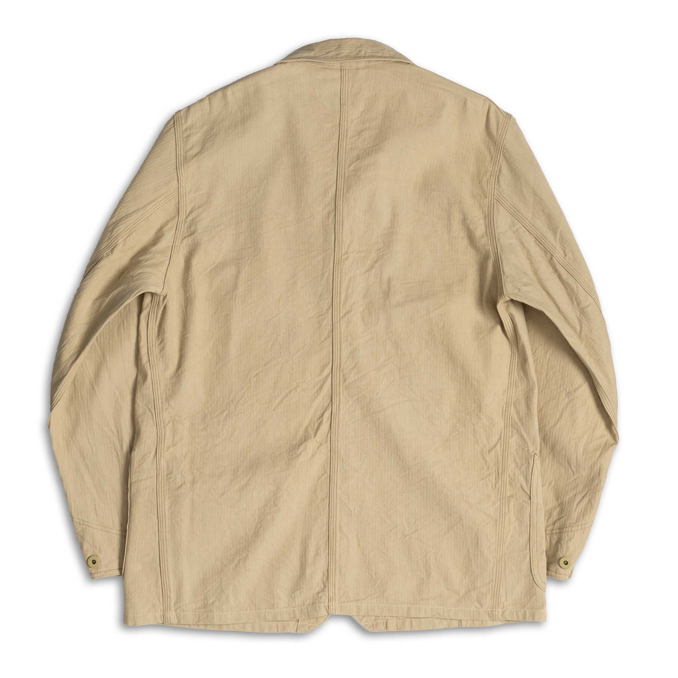 Coherence Jackson Linen/Cotton Chevron Ivory-Jacket-Clutch Cafe