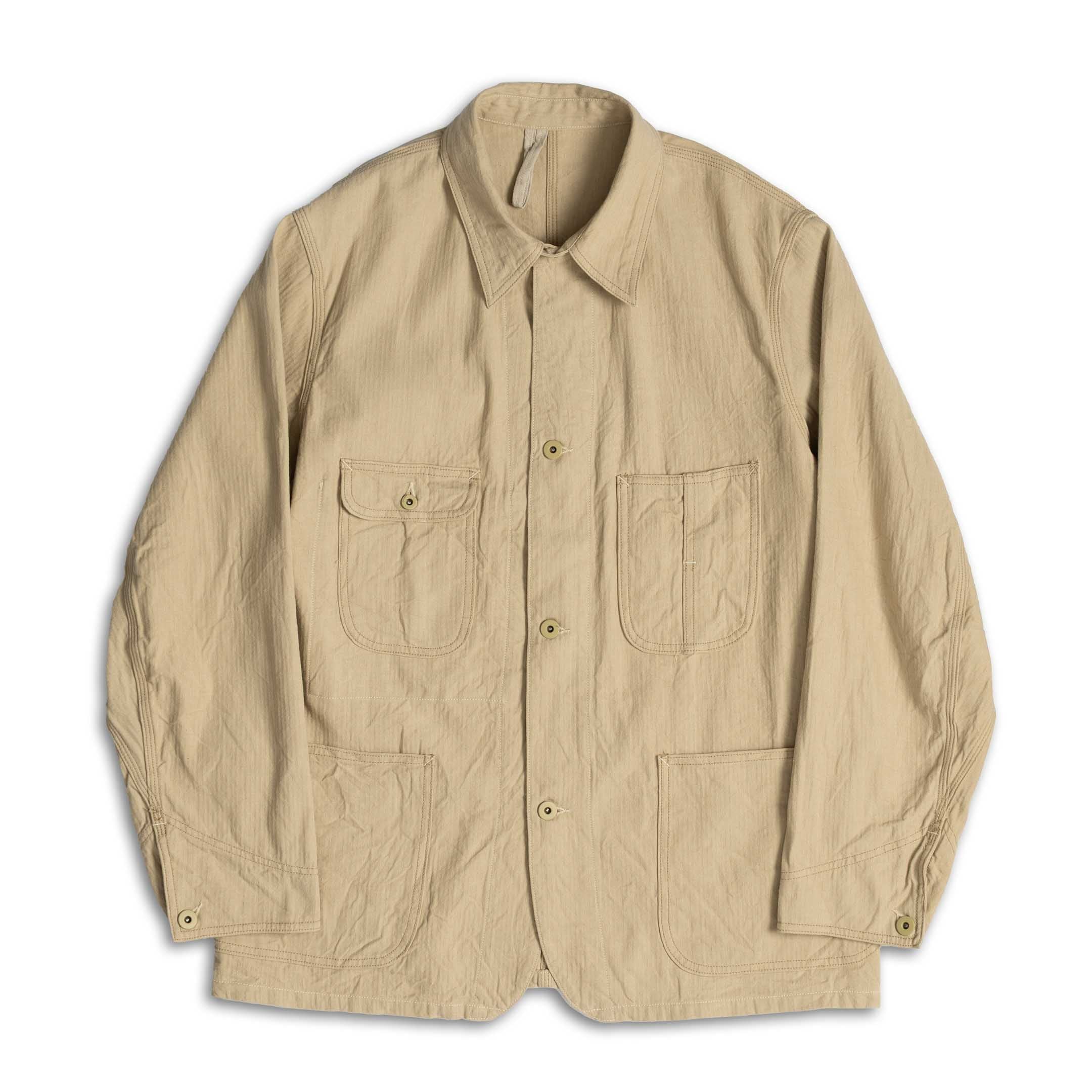 Coherence Jackson Linen/Cotton Chevron Ivory-Jacket-Clutch Cafe