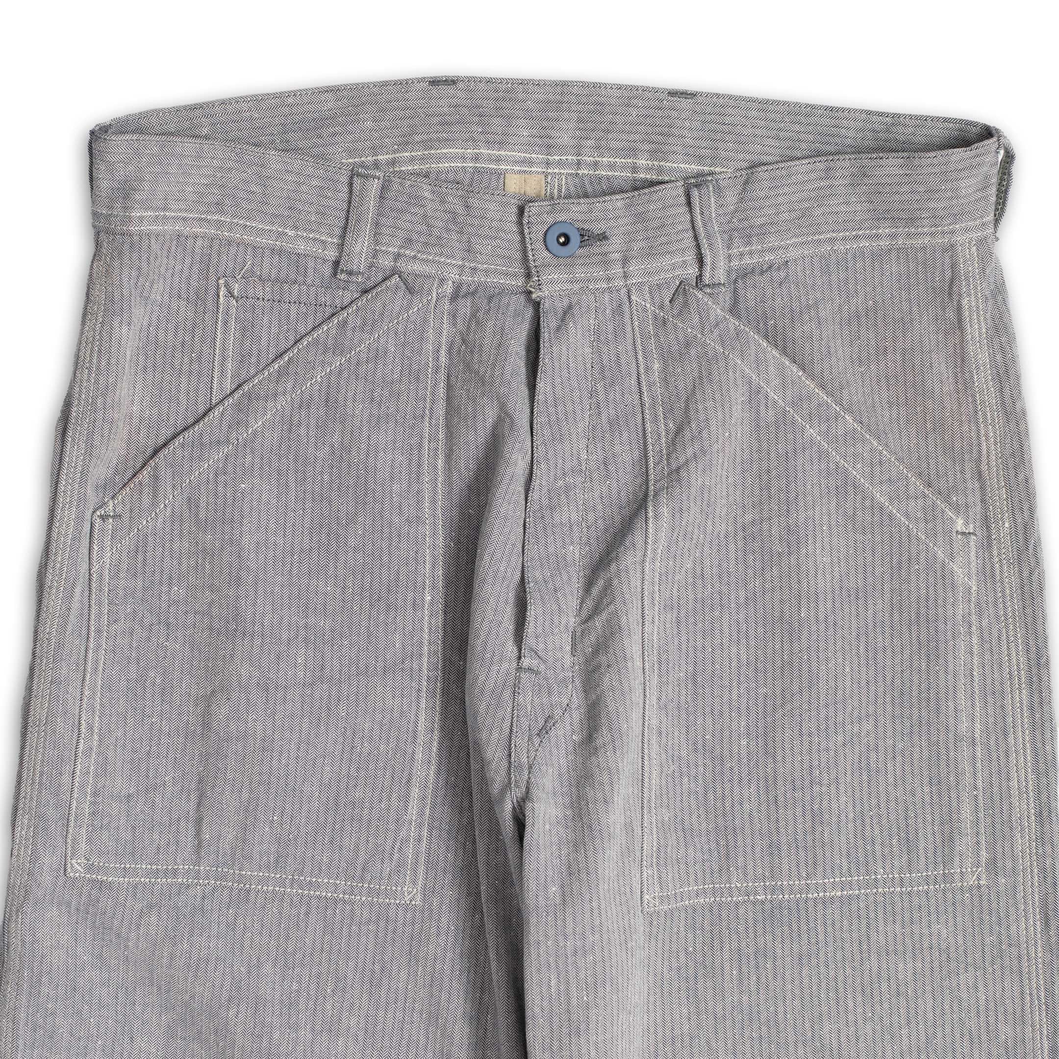 Coherence Paul Trousers Linen/Cotton Chevron Blue-Trousers-Clutch Cafe