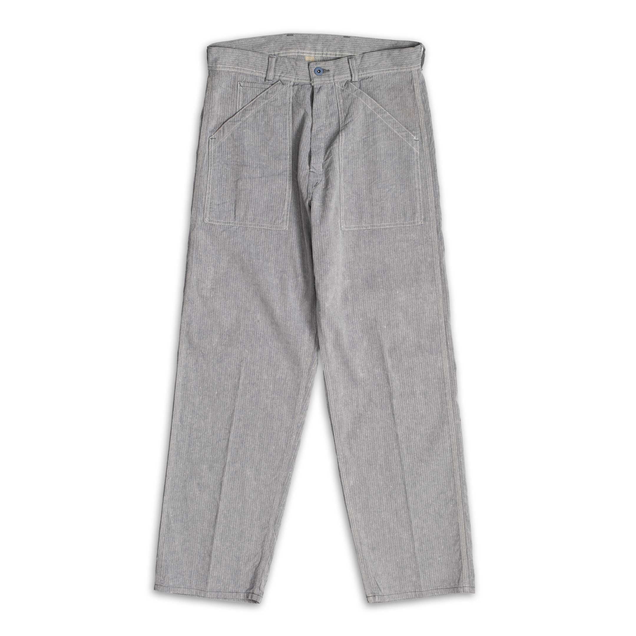 Coherence Paul Trousers Linen/Cotton Chevron Blue-Trousers-Clutch Cafe