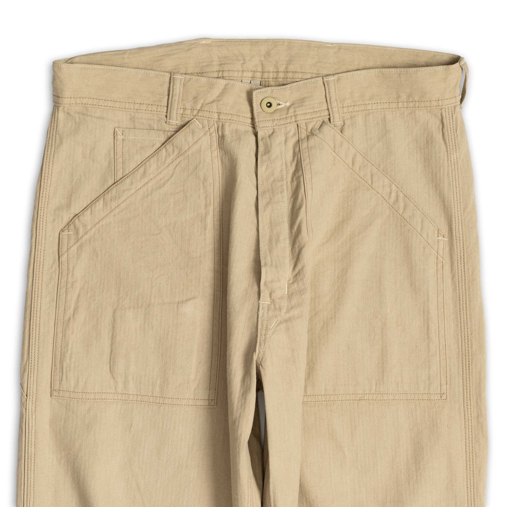 Coherence Paul Trousers Linen/Cotton Chevron Ivory-Trousers-Clutch Cafe