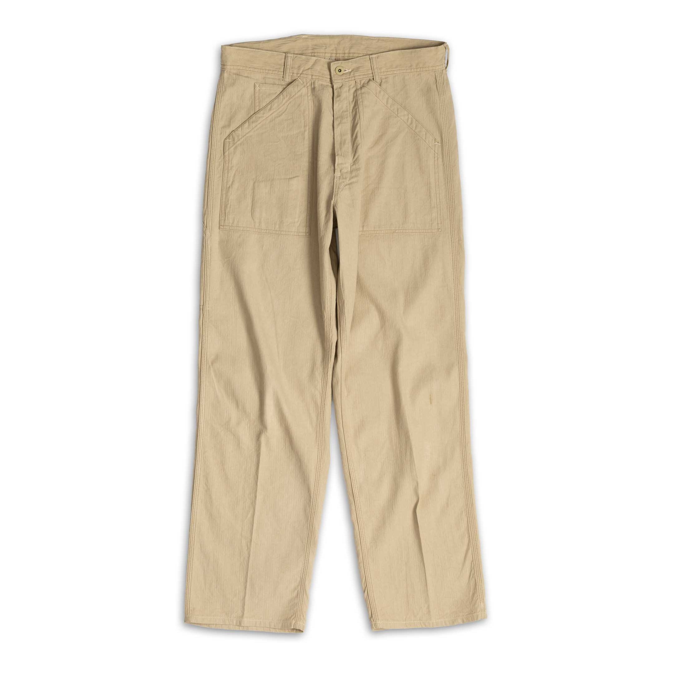 Coherence Paul Trousers Linen/Cotton Chevron Ivory-Trousers-Clutch Cafe