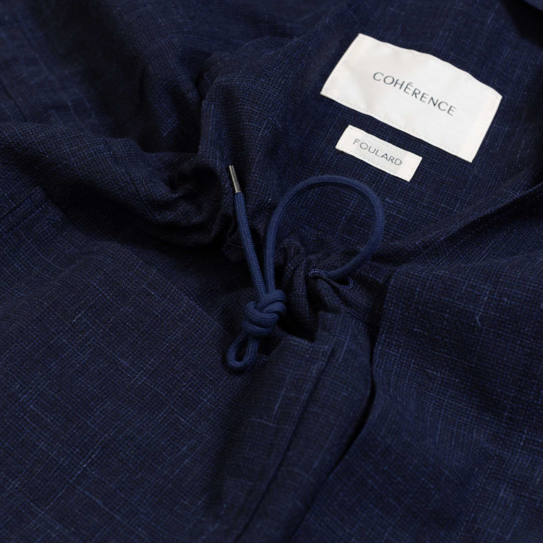 Coherence Robert Wool/Linen/Mohair Ripple D.Blue-Coat-Clutch Cafe