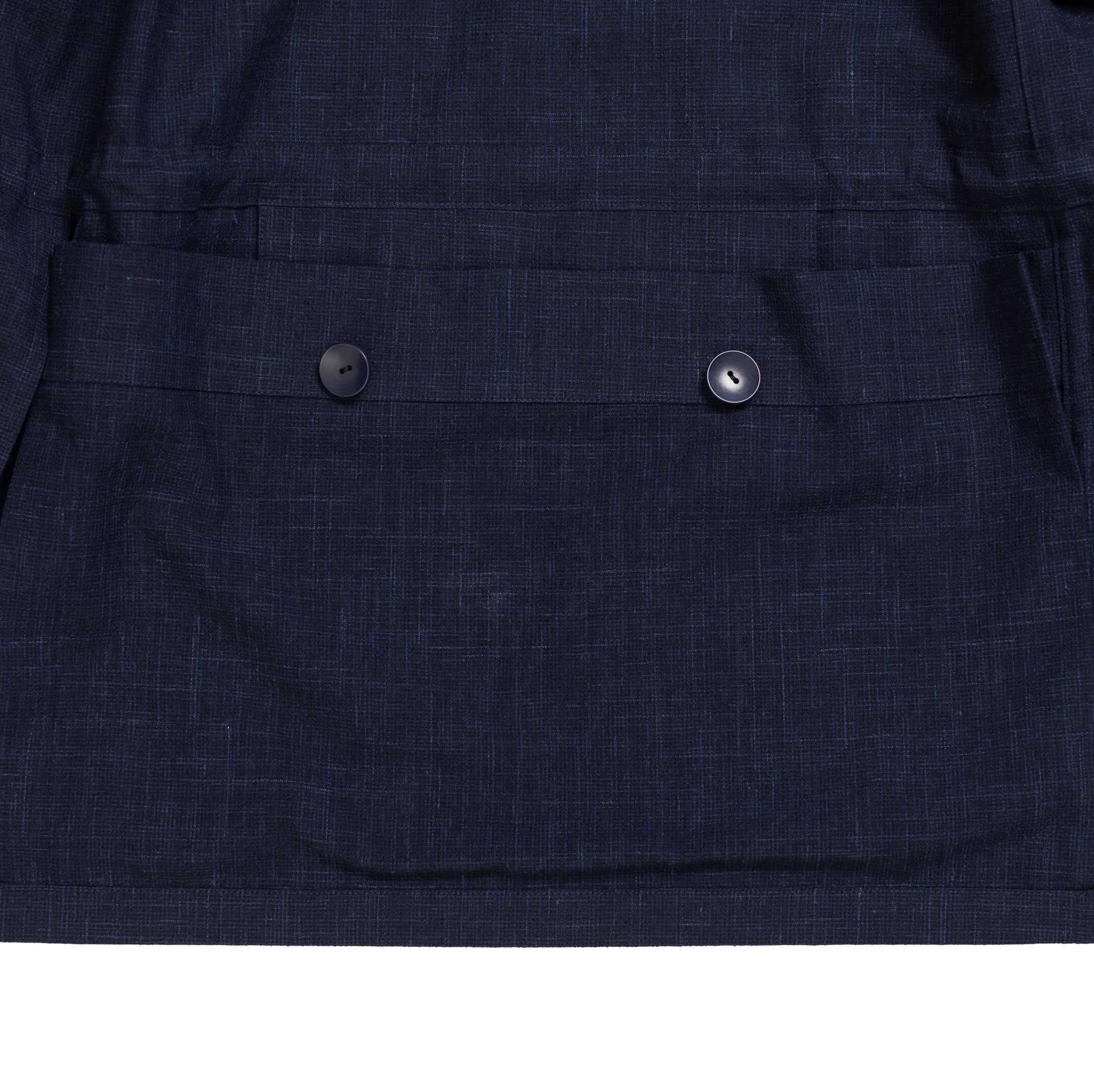 Coherence Robert Wool/Linen/Mohair Ripple D.Blue-Coat-Clutch Cafe