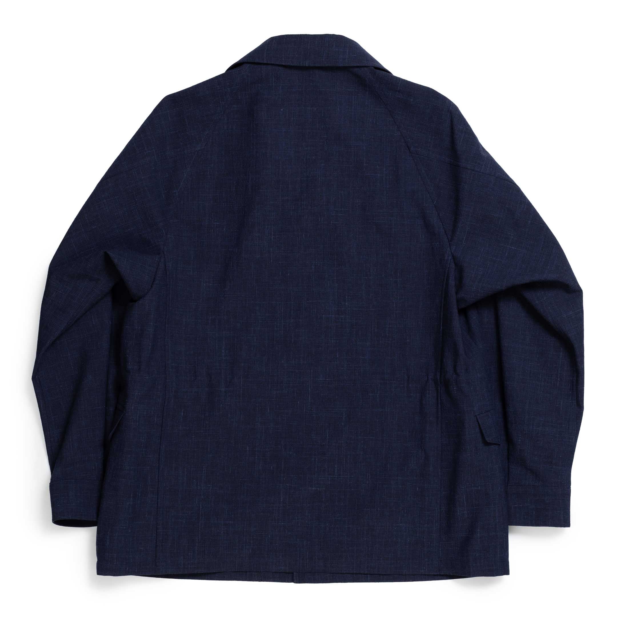 Coherence Robert Wool/Linen/Mohair Ripple D.Blue-Coat-Clutch Cafe