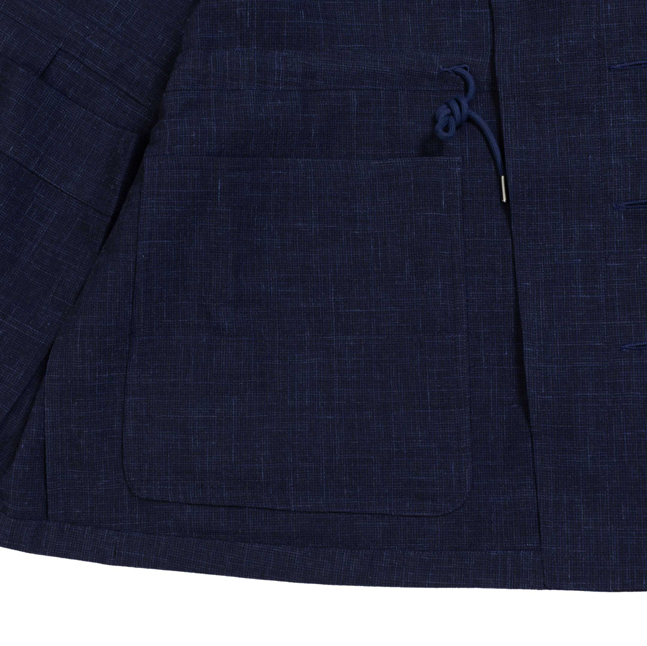 Coherence Robert Wool/Linen/Mohair Ripple D.Blue-Coat-Clutch Cafe