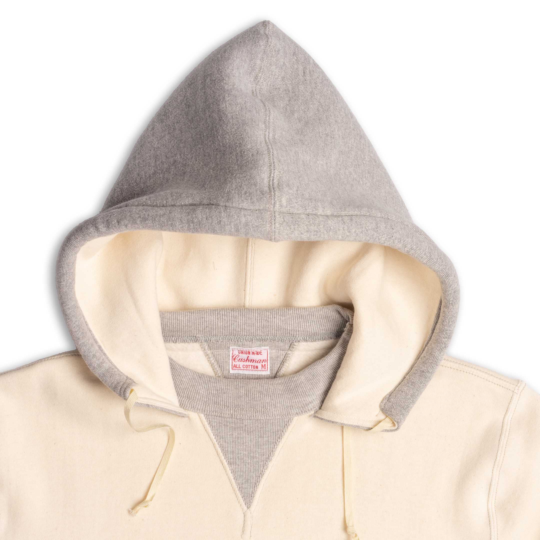 Cushman Lot. 26383 Boxing Pocket Sweat Parka Cream/Mix Grey-Hooded Sweatshirt-Clutch Cafe