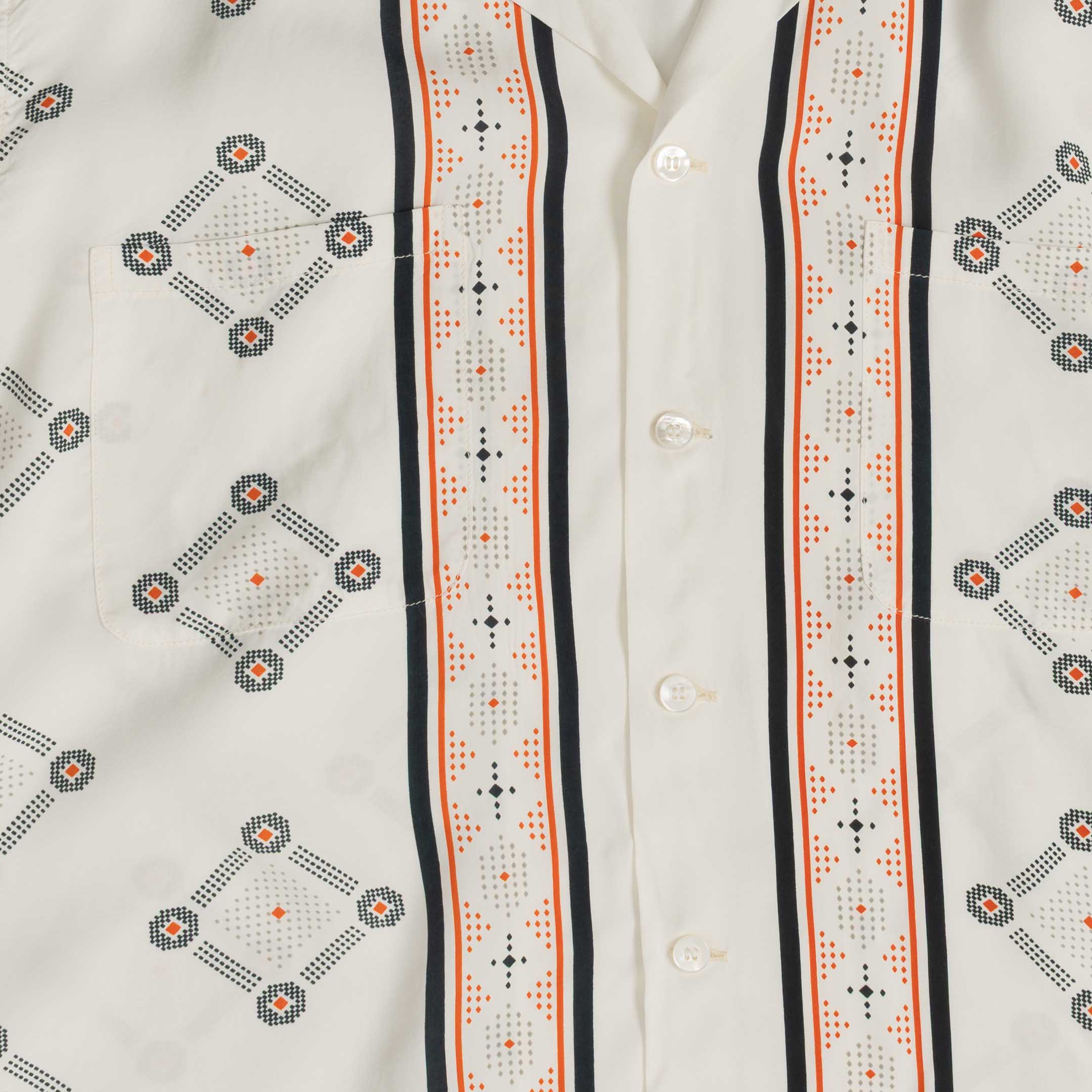 Duke Kahanamoku L/S Westcoast Pattern Hawaiian Shirt Off White-Shirt-Clutch Cafe