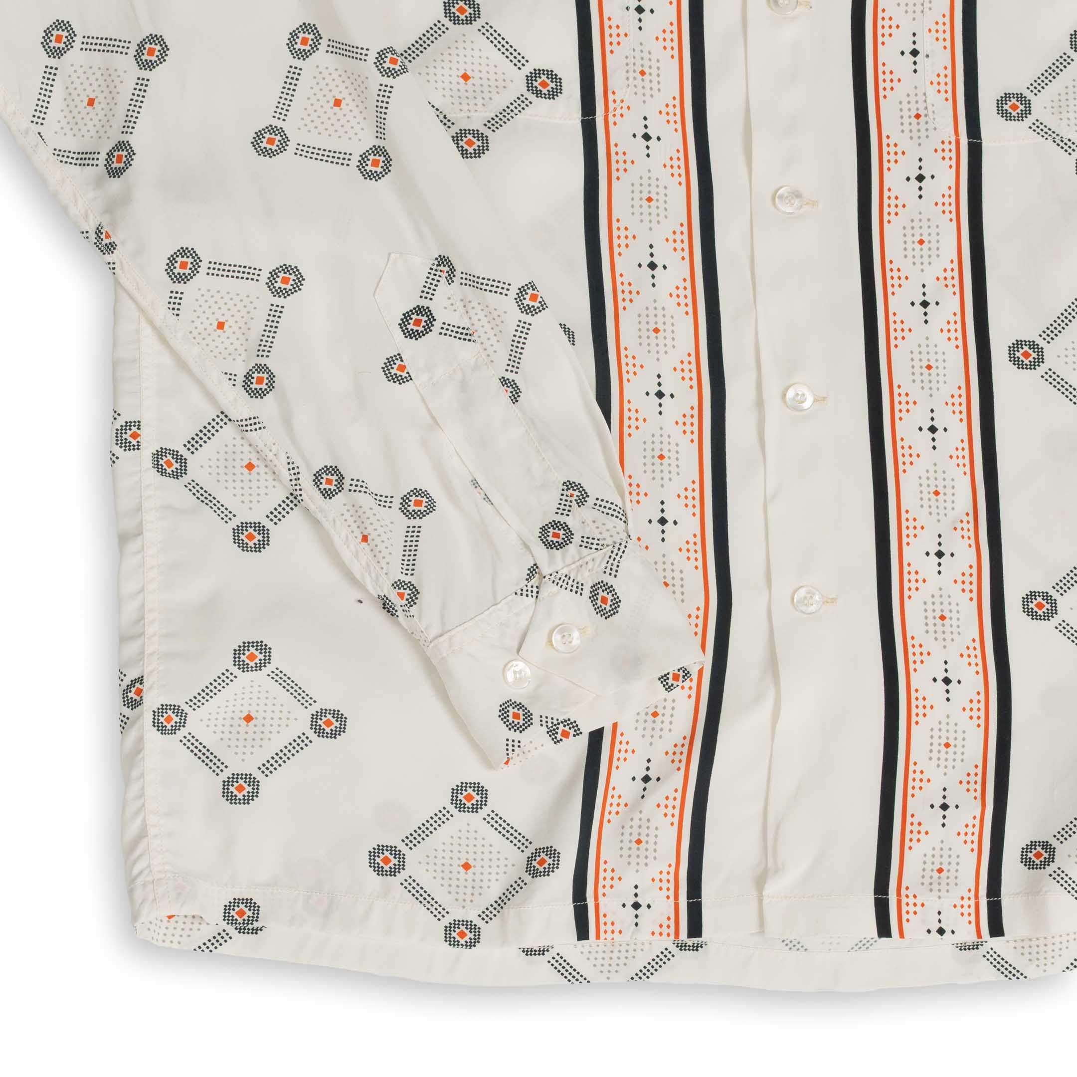 Duke Kahanamoku L/S Westcoast Pattern Hawaiian Shirt Off White-Shirt-Clutch Cafe