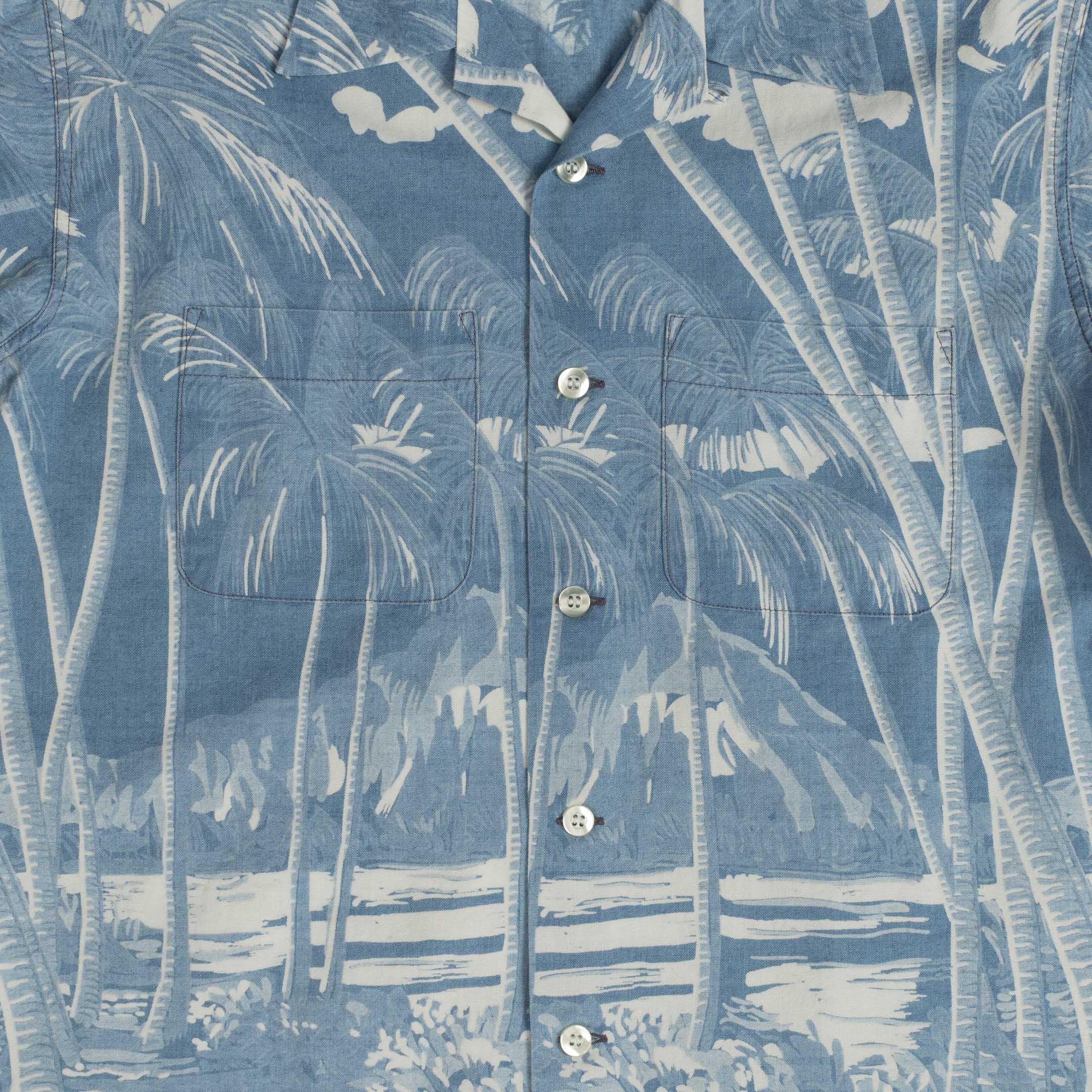 Duke Kahanamoku S/S Coconuts Palms & Diamonds Blue-Shirt-Clutch Cafe