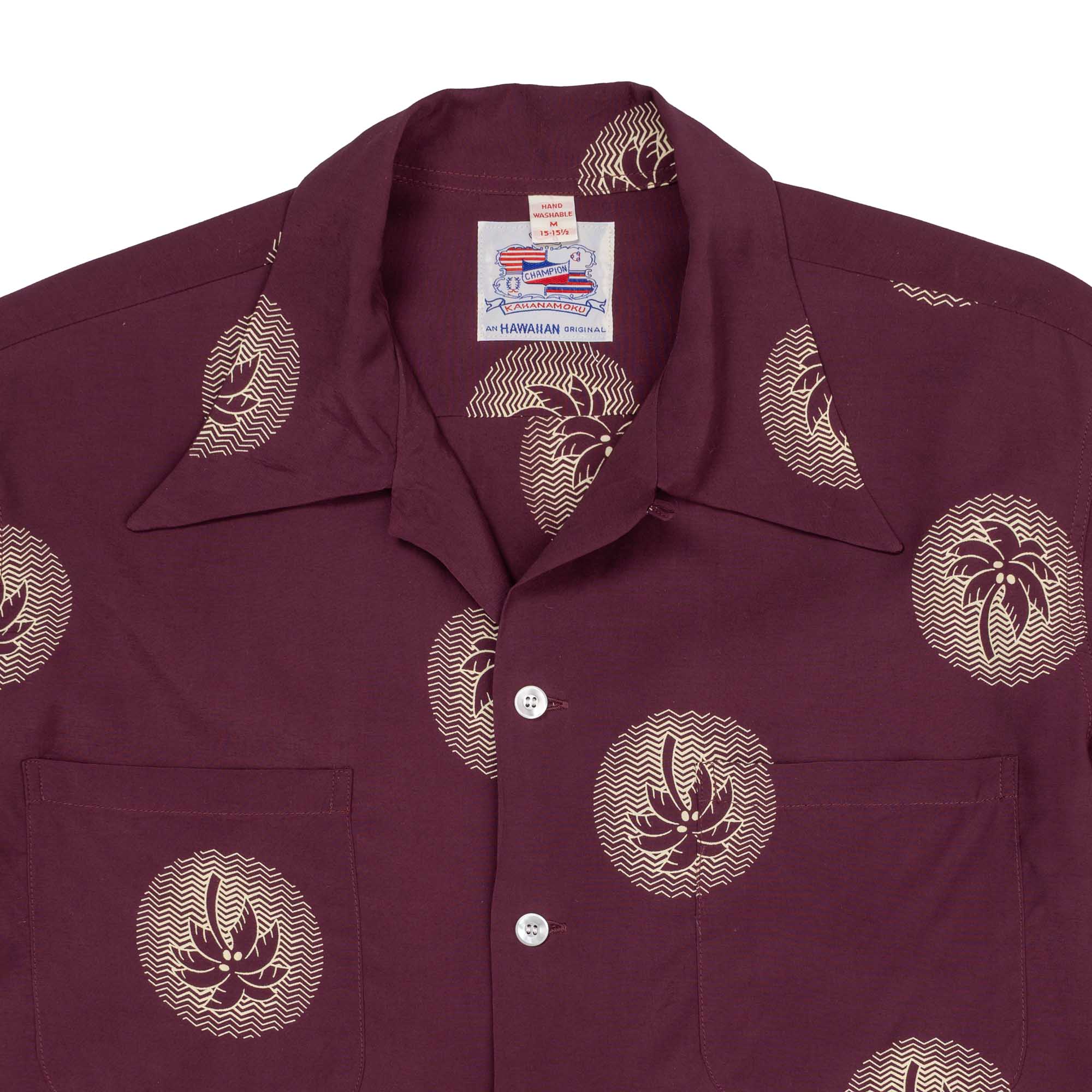 Duke Kahanamoku Special Edition 'Wondrous Palm Tree' L/S Burgundy-Shirt-Clutch Cafe