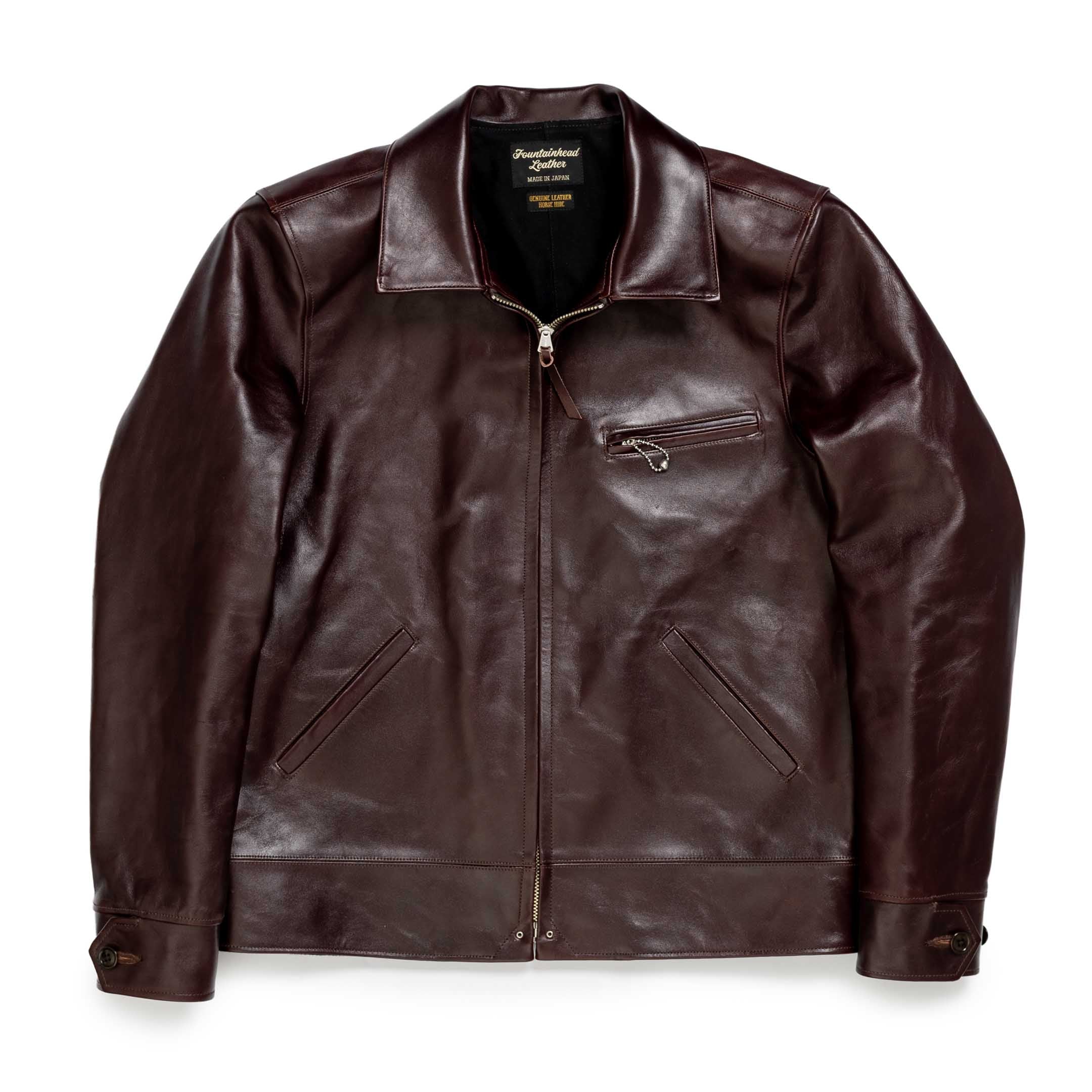 Fountain Head Leathers Alpha Horsehide Leather Jacket Brown-Clutch Cafe