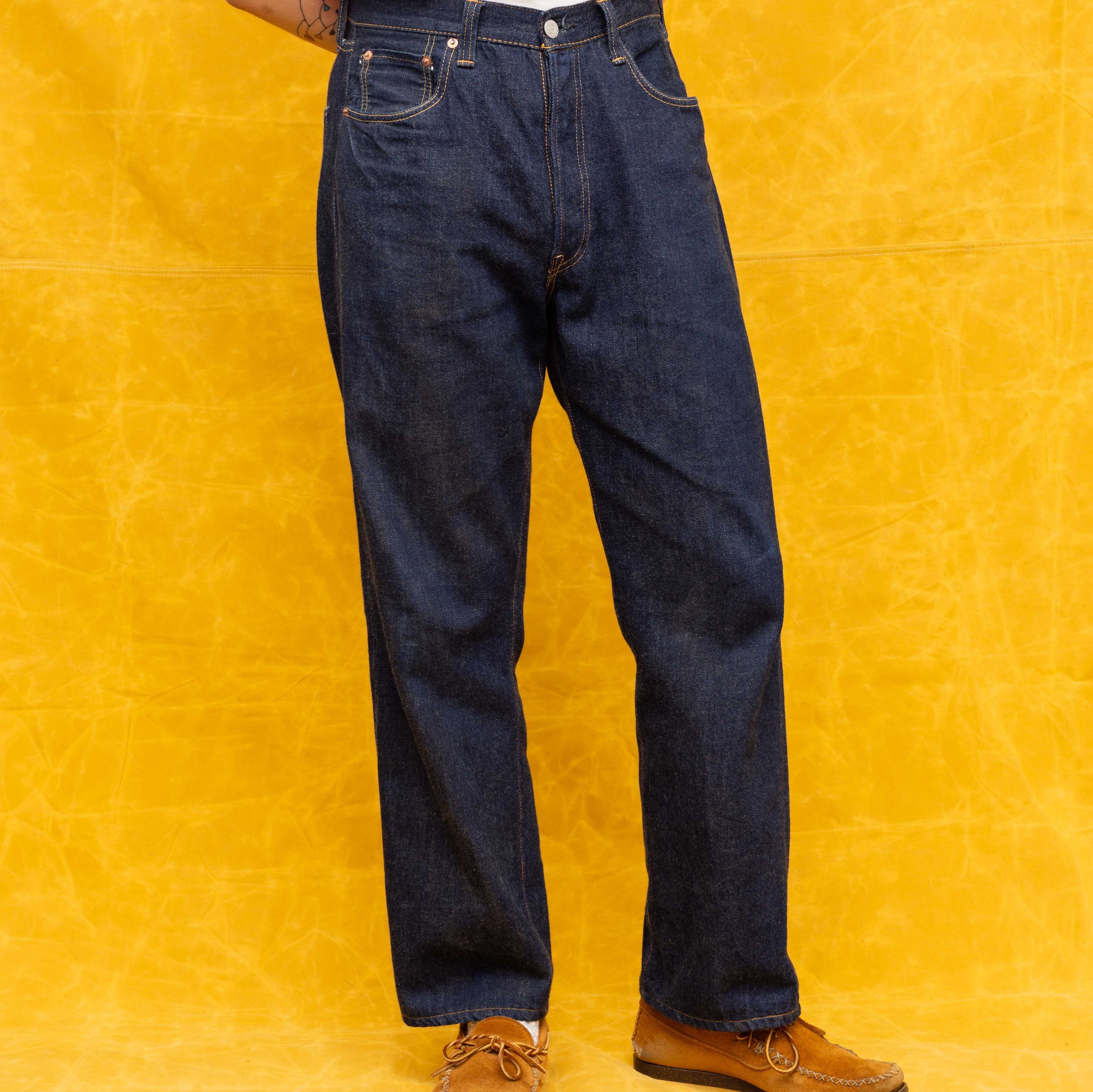 Full Count 0105W New Loose Straight Jean 13.7oz (One Wash)-Jeans-Clutch Cafe-selvage denim-selfedge denim