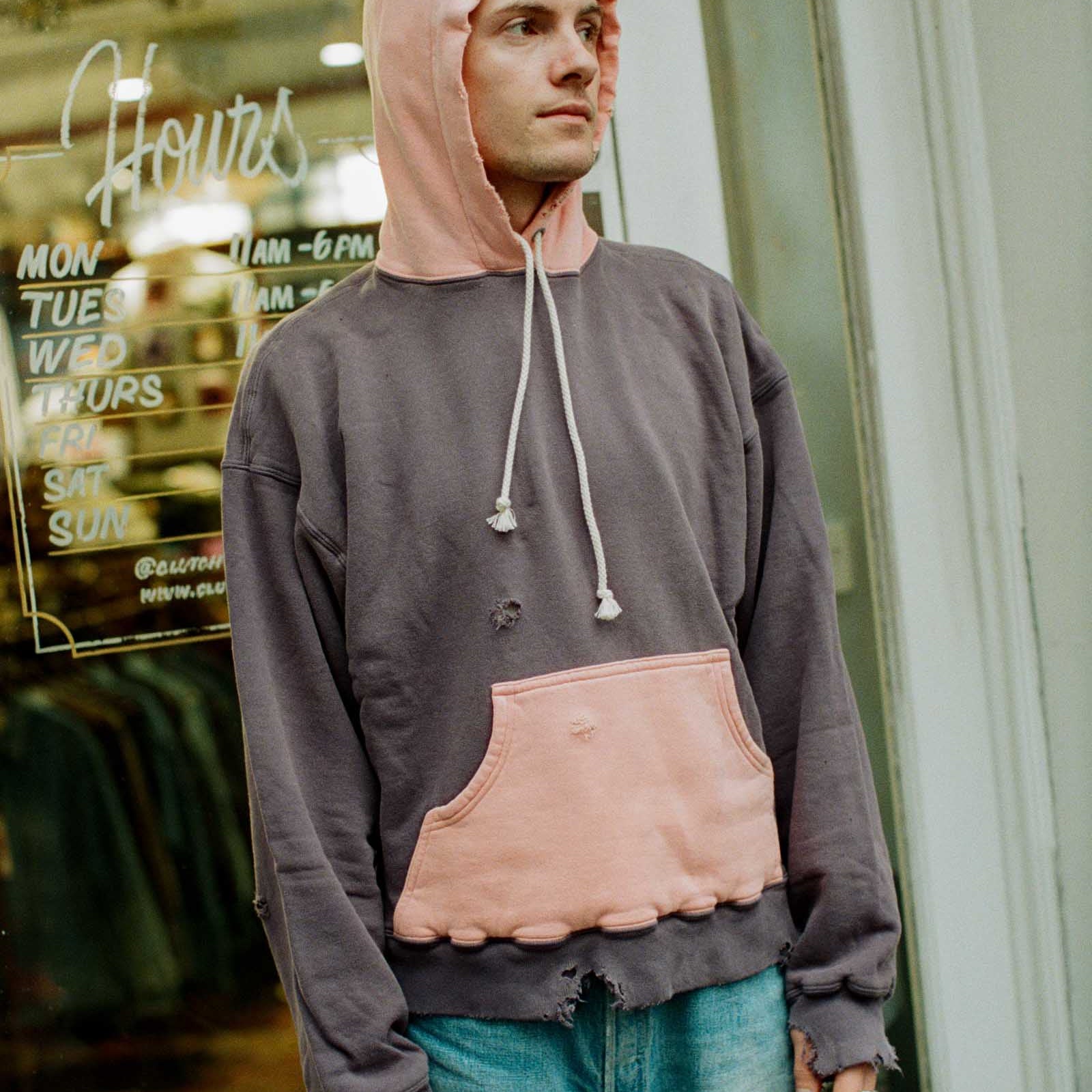 Full Count Double Face Hooded Sweatshirt VF Grey/Egg-Hooded Sweatshirt-Clutch Cafe