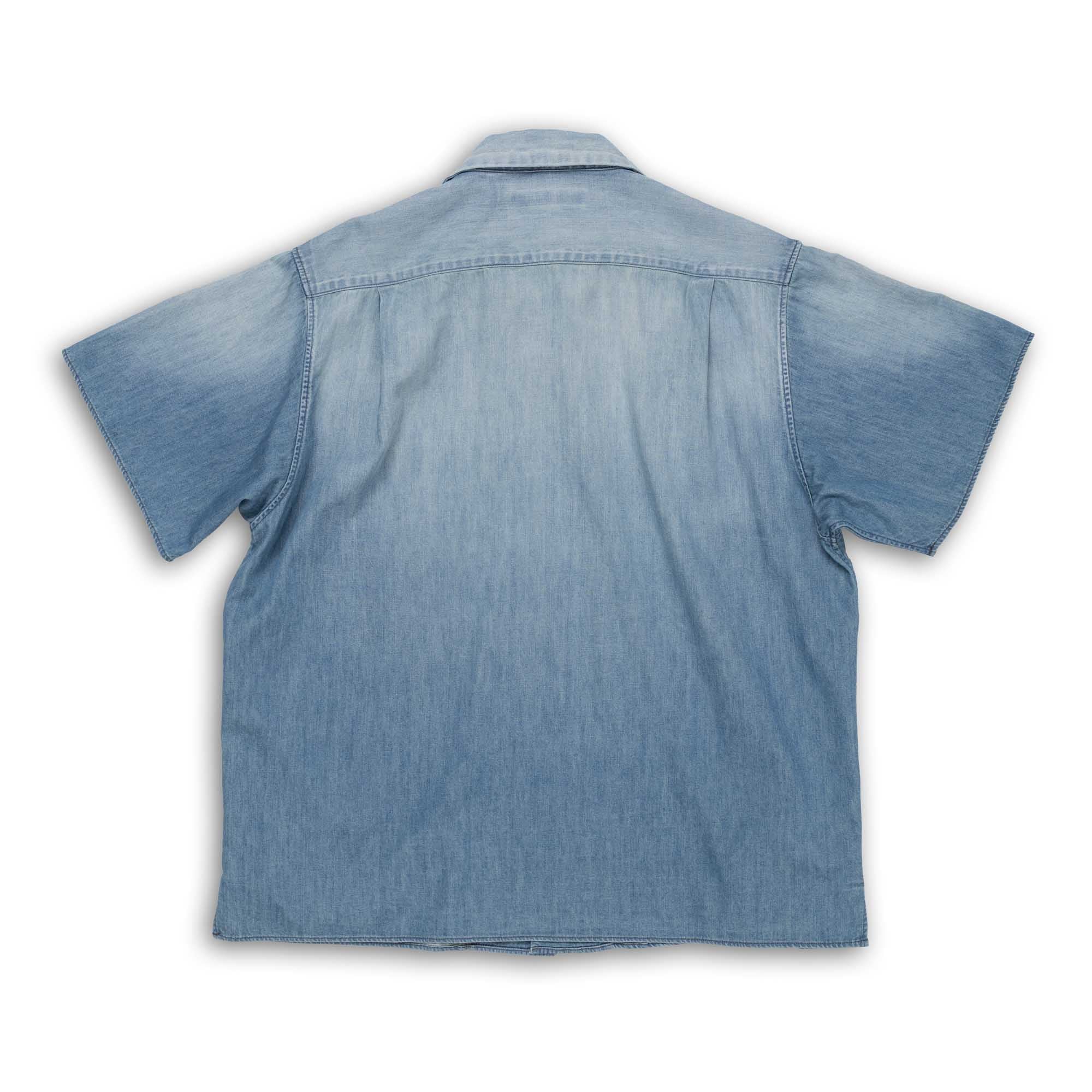 Full Count Open Collar Shirt S/S Denim Indigo-Shirt-Clutch Cafe