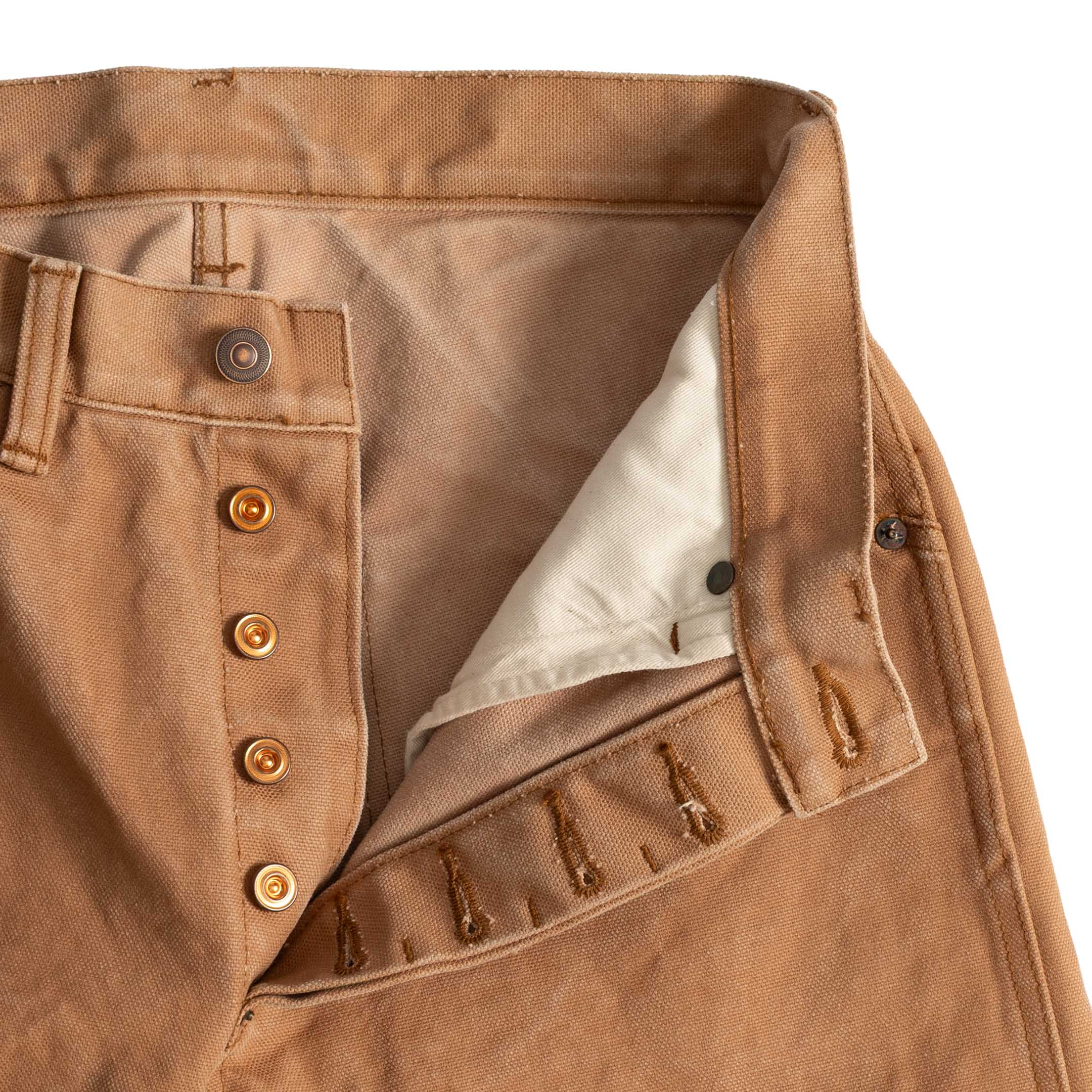 Full Count Persimmon Tannin Dye Heavy Duck Work Pant Brown-Trousers-Clutch Cafe