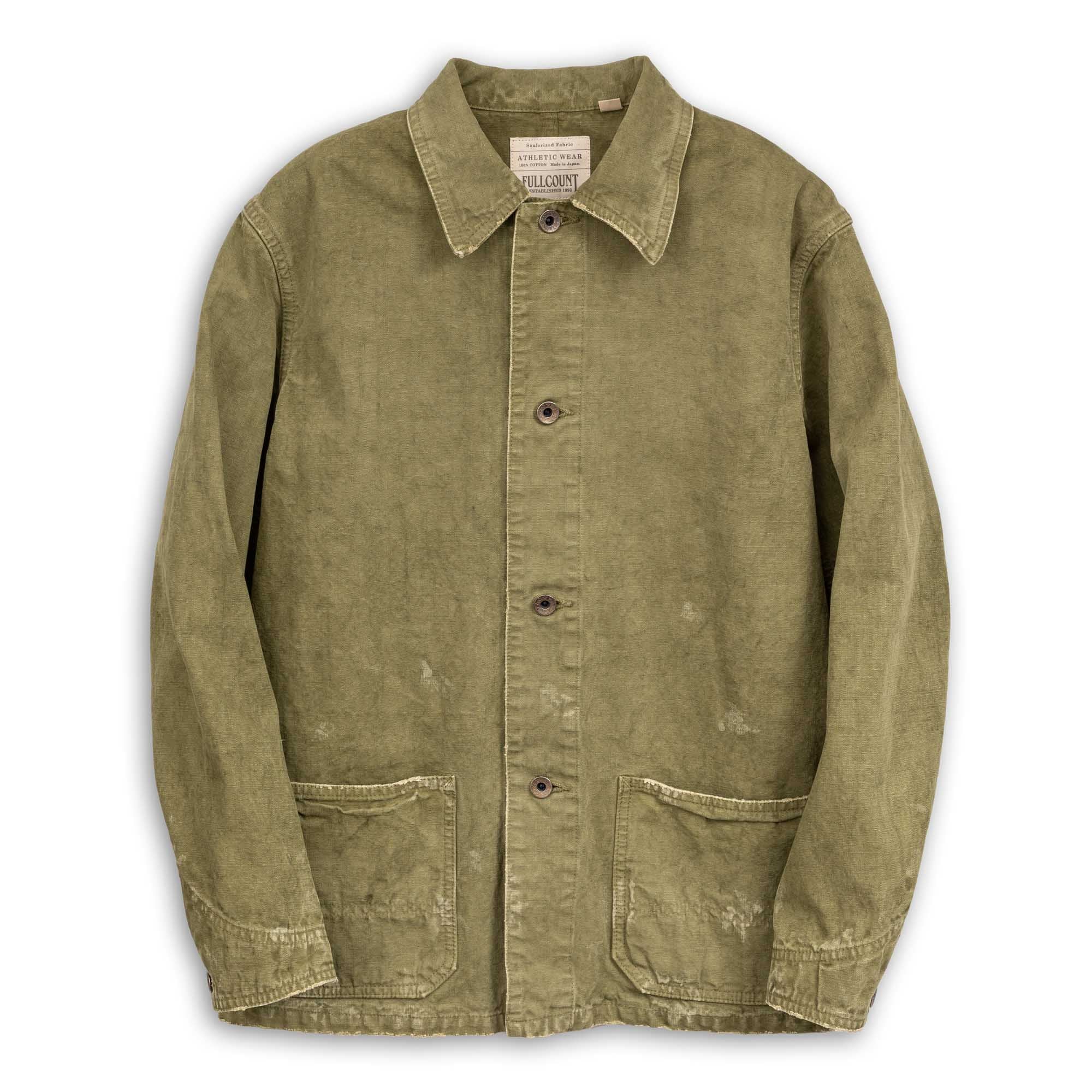 Full Count Tent Cloth Chore Jacket VE (Vintage Effect) Olive Drab-Jacket-Clutch Cafe