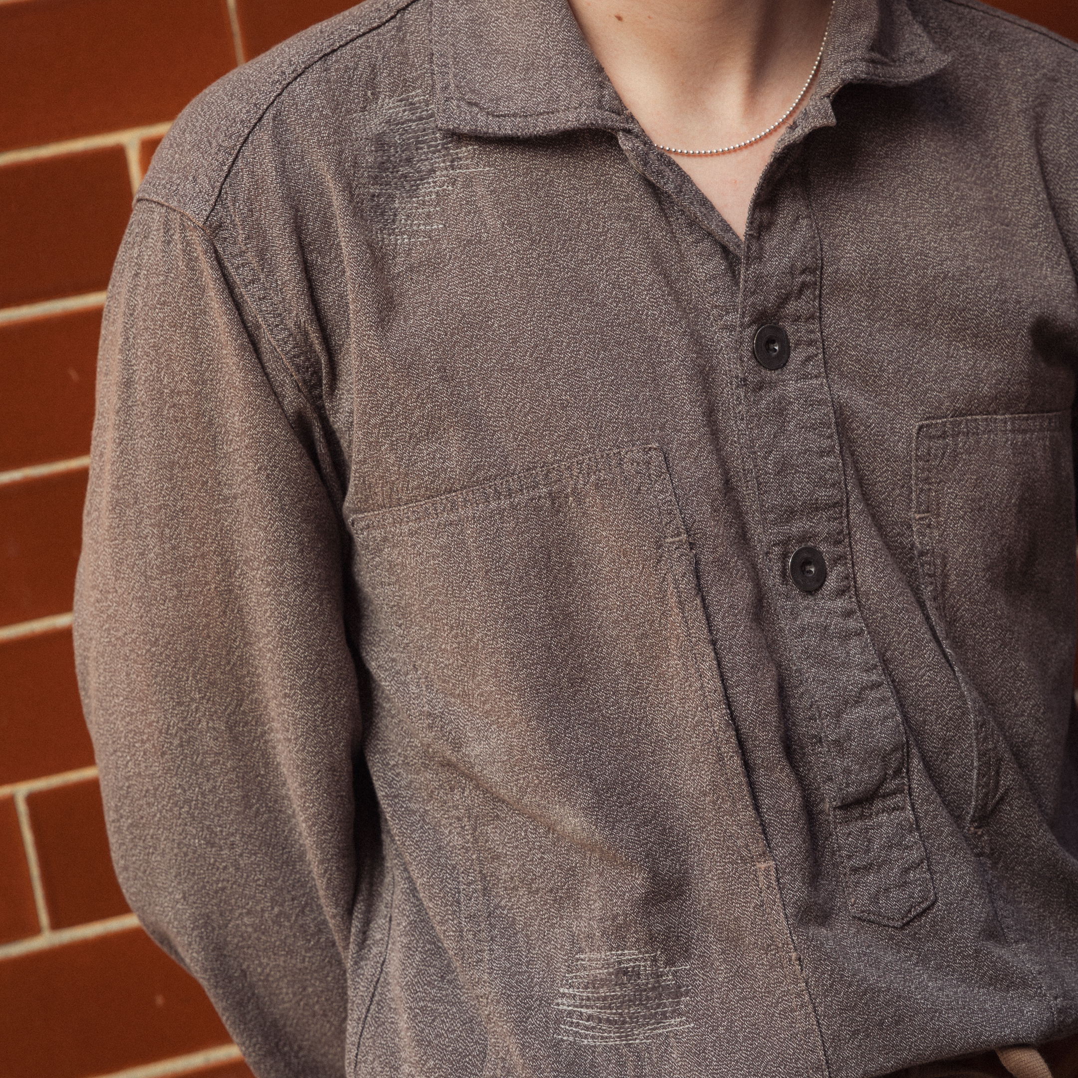 Full Count US Army Covert Chambray Pullover Shirt VE (Vintage Effect) Black-Shirt-Clutch Cafe